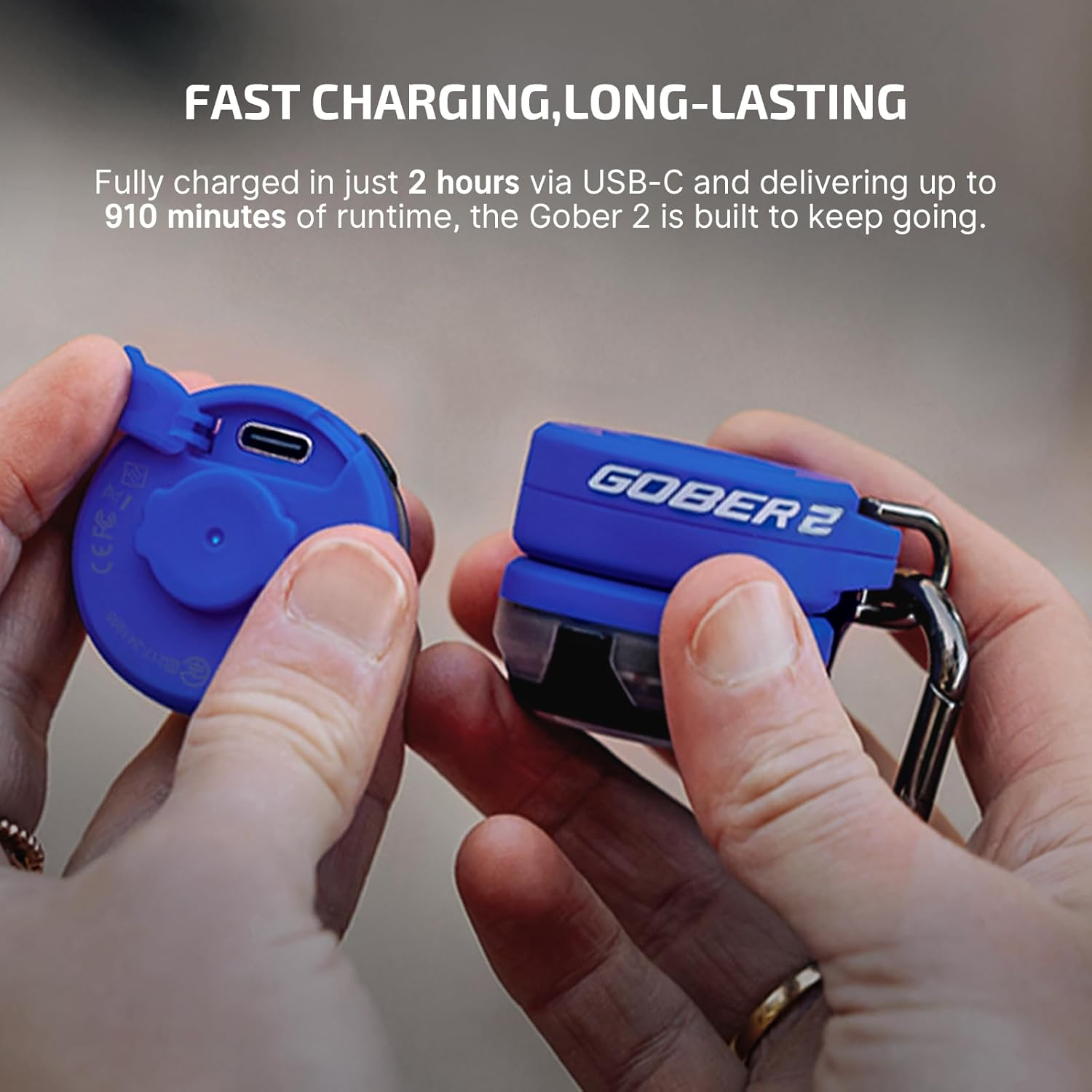 OLIGHT Gober 2 LED Rechargeable Warning Beacon Light Combination Emergency Safety Light, Magnetic Base, Six Color Modes & Synchronized Flash for Hiking, Running, Pet Tracking (Blue)