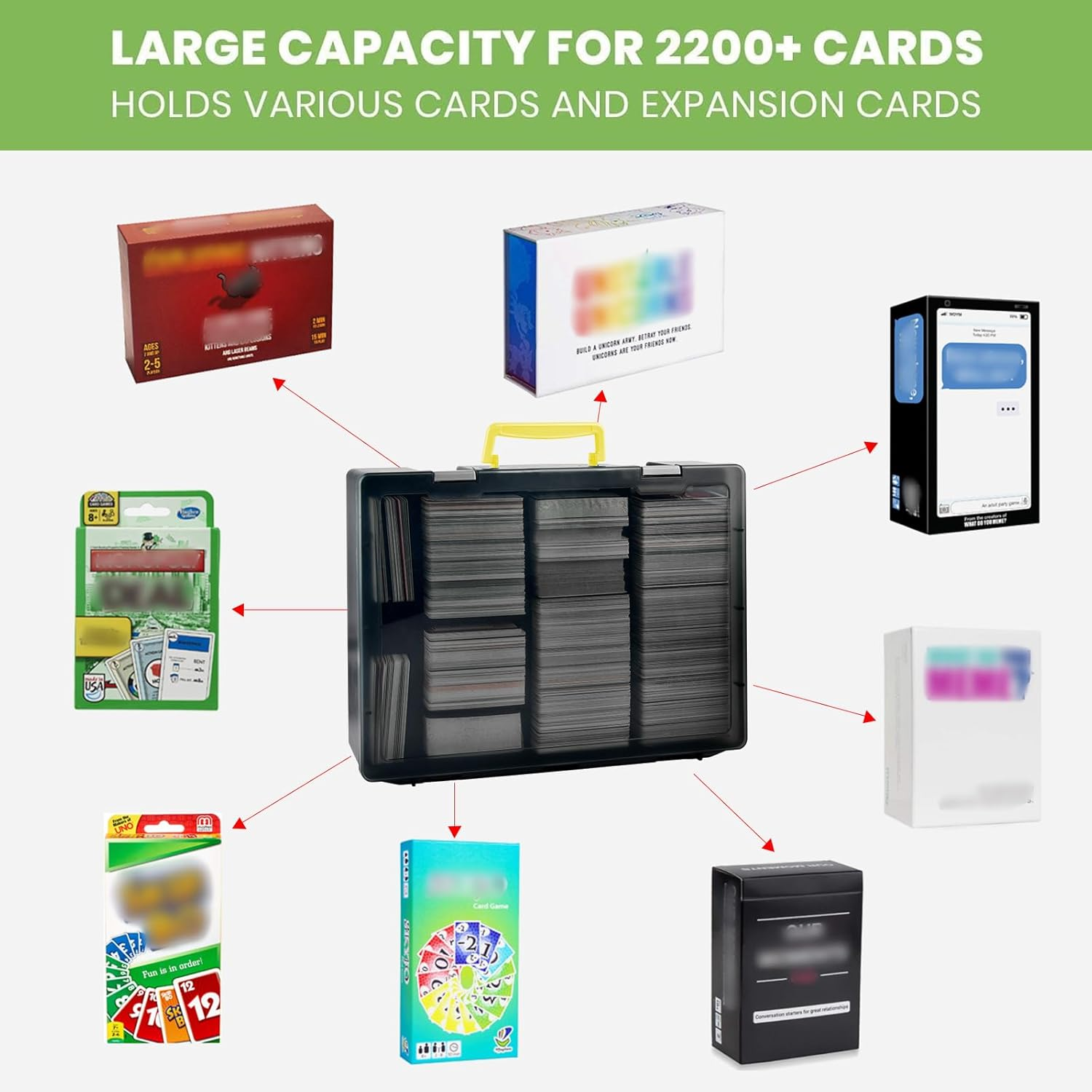 ALKOO 2200+ Card Case Holder, C.A.H/MTG Deck Box Organizer Storage Compatible with Cards against Humanity/For Magic the Gathering/For Yugioh/For Topps Baseball & All Expansions image number 4