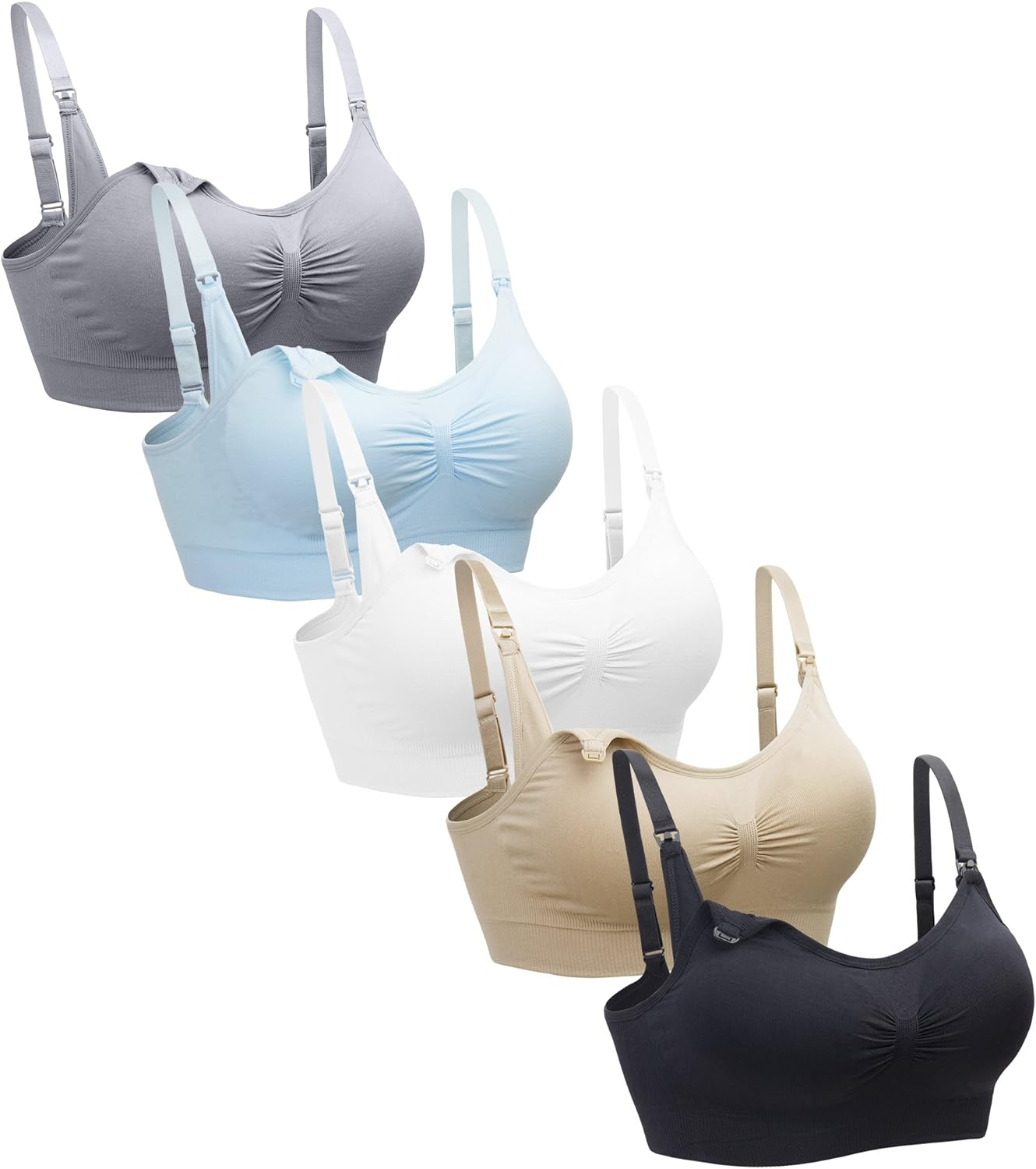 Suekaphin 5PACK Nursing Bra Wireless Bra Women'S Sleeping Maternity Bra Breastfeeding Bra image number 4