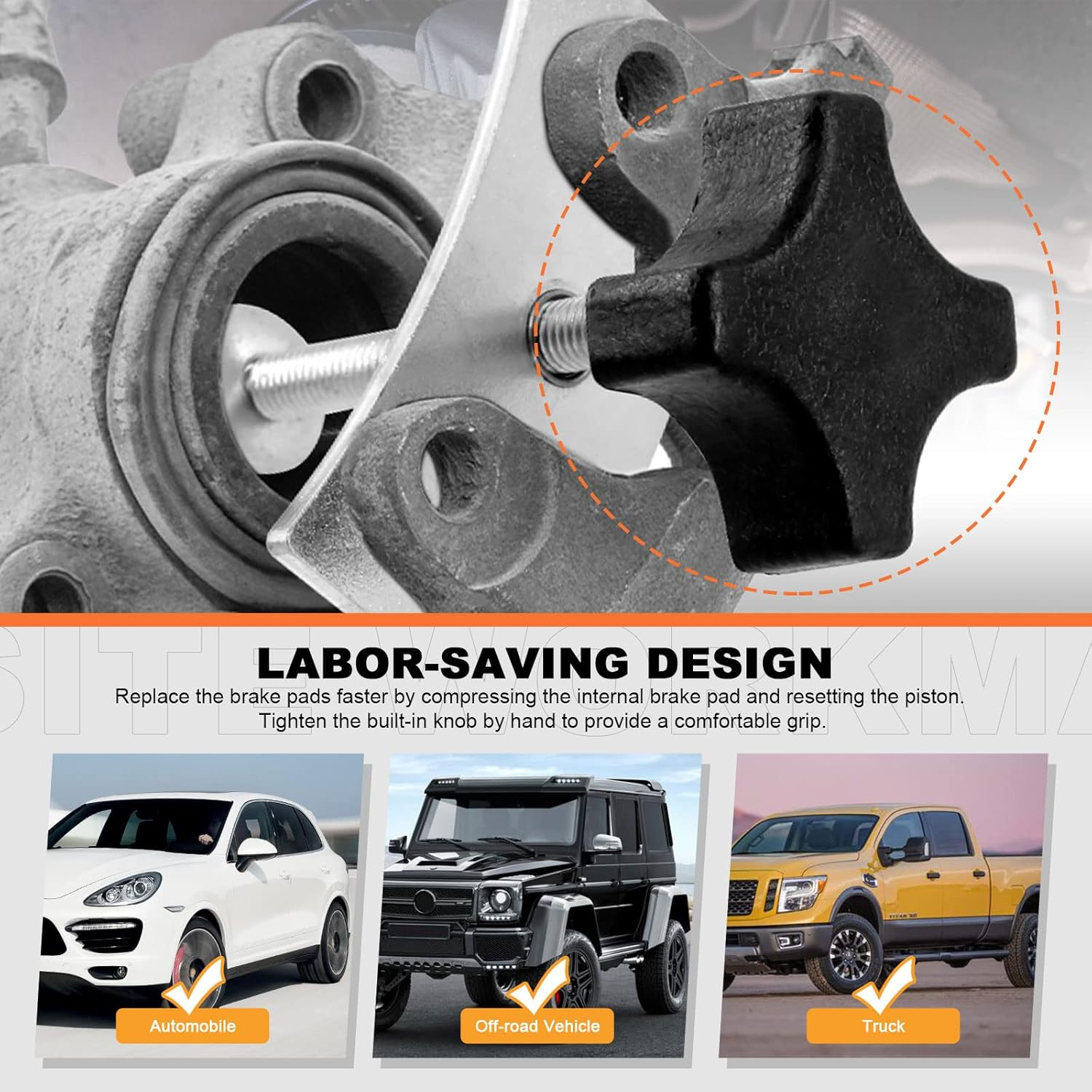 Tanstic 3Pcs Disc Brake Pad Spreader with Brake Caliper Hangers Kit, Heavy Duty Brake Pad Spreader Tool and Brake Caliper Hooks, Piston Brake Caliper Compression Tool for Cars Trucks image number 6