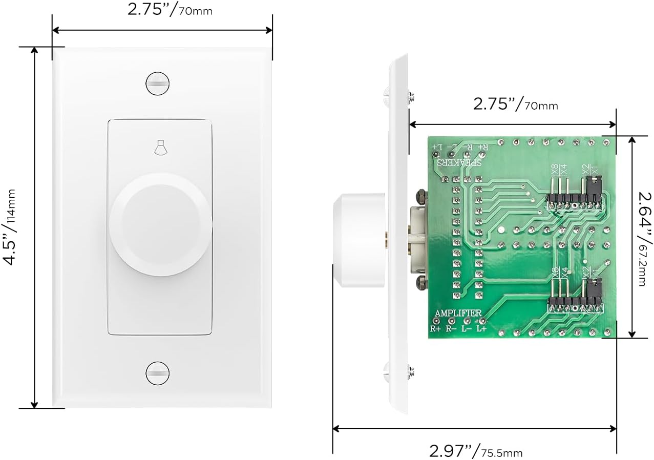 RECOIL VC-R100 100W Impedance Adjustment Volume Control Wall Mount Flush Knob for Hi-Fi Home Audio Volume Control White Ivory Panels image number 2