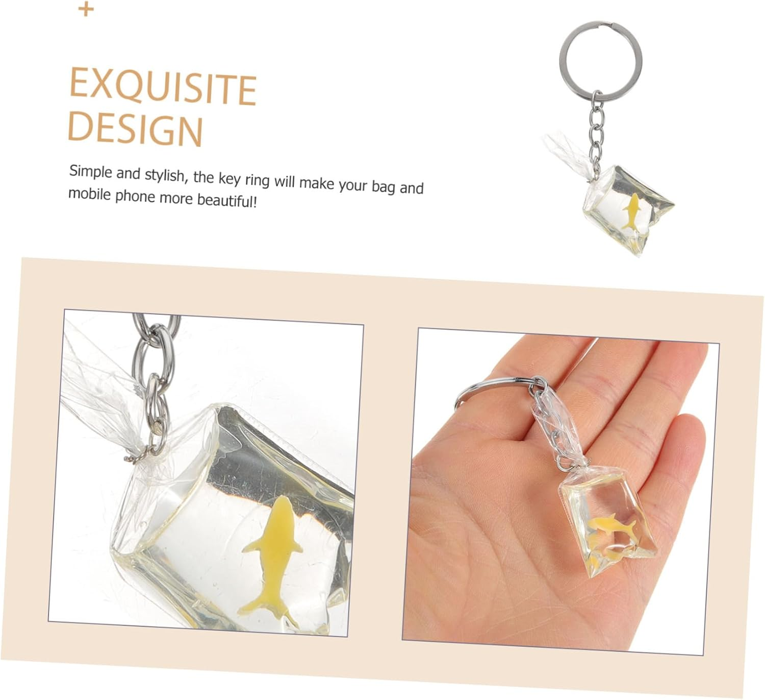 BESTYASH Funny Goldfish Keychain for Girls Backpack Keyring Charm Fish Decor Phone Keychain Bag Pendant image number 3