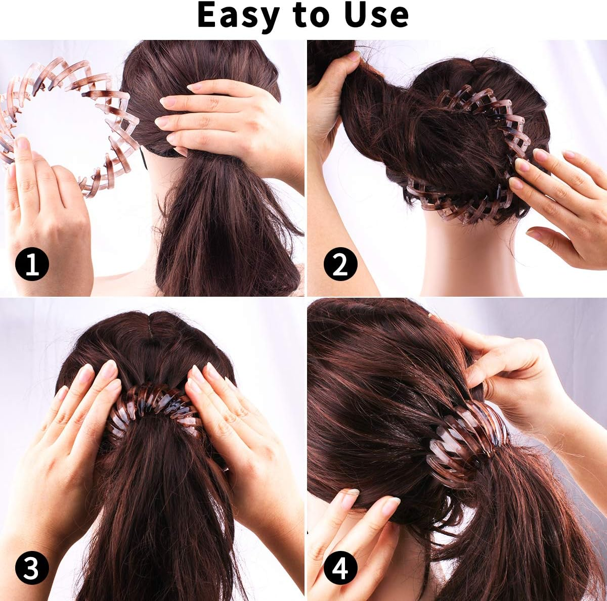 TOBATOBA 3 Pcs Black Lazy Bird'S Nest Plate Hairpin, Hair Clips for Women - Bun Maker, Ponytail Holder, Hair Accessories for Women and Girls image number 5