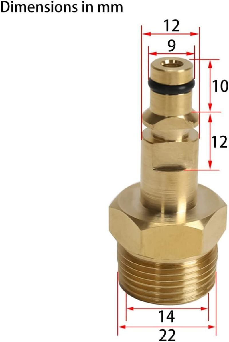 High Pressure Washer Adapter, High Pressure Hose Attachment, Hose Adapter Quick Connect, Brass M22 Washer Gun Hose Pipe Convert Tool Hoses Accessories (M22 14MM Fitting Hose Connector) image number 4