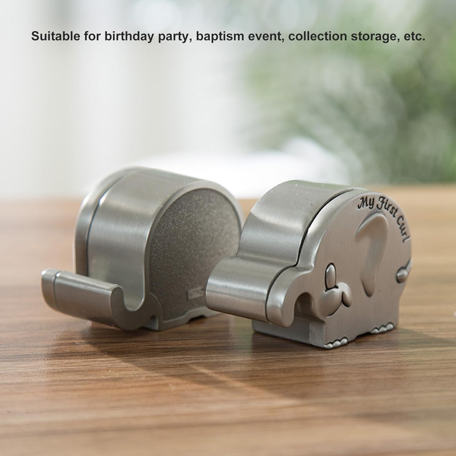 Elephant Keepsake Box, Small Metal Storage Container, 2 Pack, for Tooth and Curl Collection image number 4