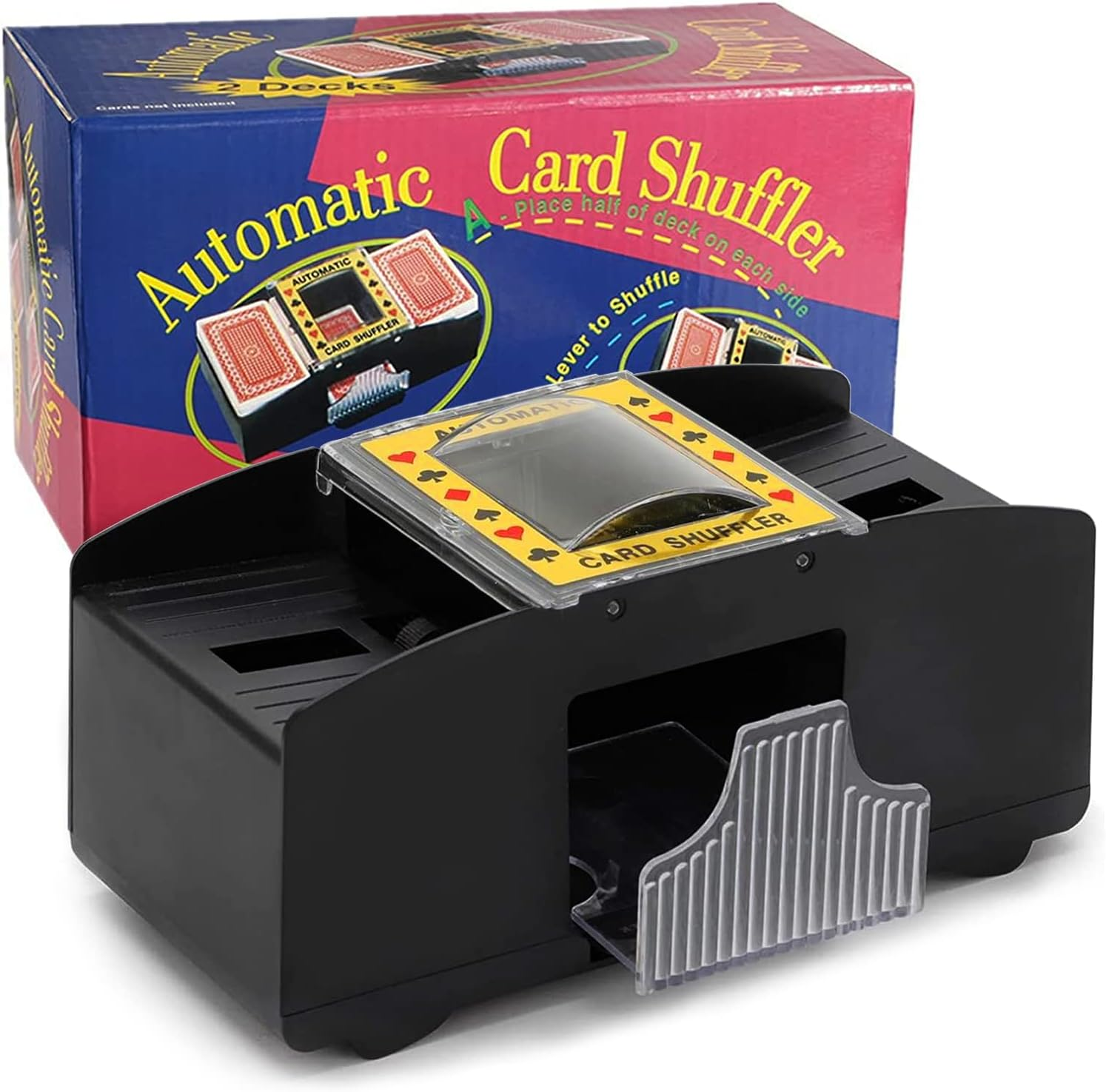 Automatic Card Shuffler 1-2 Deck, Electric Poker Card Shuffler Machine for UNO Playing Card Game, Electric Shuffler Machine for Blackjack, Texas Hold'Em, Family Party Travel (Battery Operated)