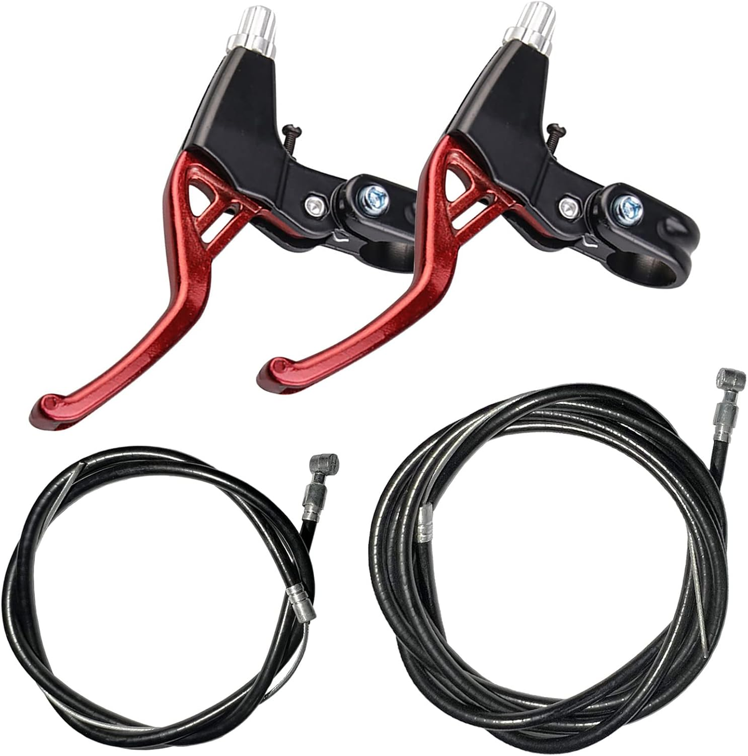 Lomodo 4 Pieces Bicycle Brake Accessories Including 2 Pack V-Brake Handlebar Aluminium Alloy Brake Levers (2.2 Cm in Diameter) and 2 Pack Brake Wire for Mountain/Road/Mtb Bike (Red)
