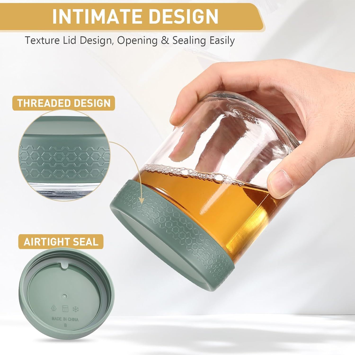 Feshory 6 Pack Overnight Oats Container Jar with Lid - Glass Food Storage Containers - Meal Prep Container for Salad, Spice, Snacks, Dressing Sauce (6X550Ml)