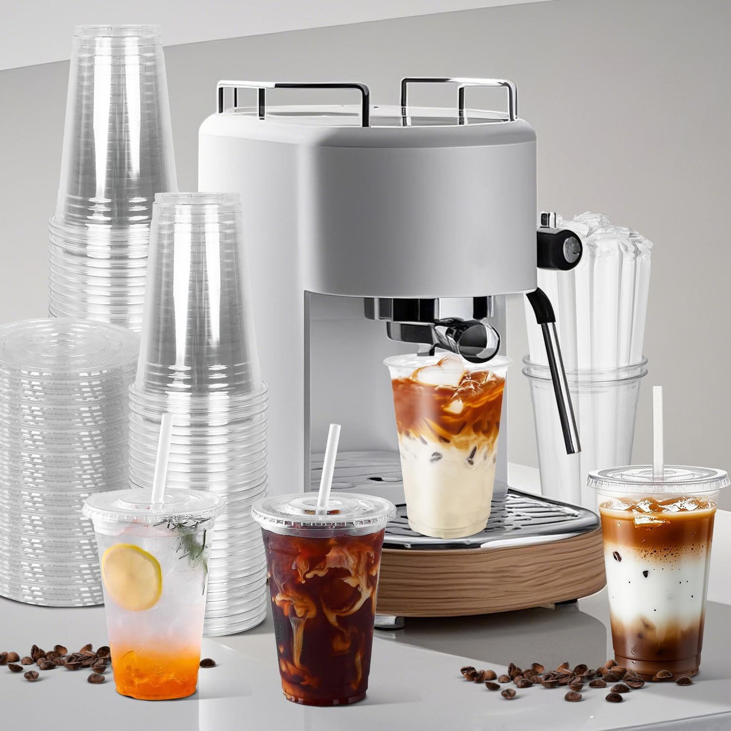 Xinthail 100 Pack 20Oz Reusable Plastic Cups with Lids and Straws -Versatile Water, Juice, and Coffee Cups for Weddings, Thanksgiving, Christmas, and Parties image number 6