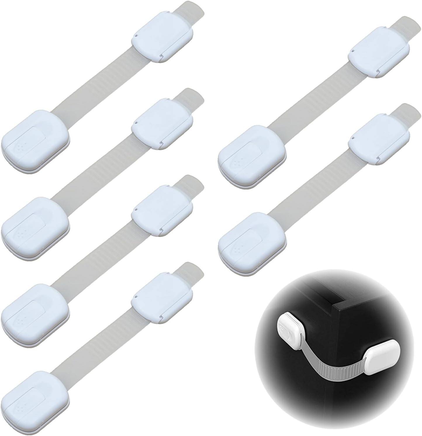 Yxvyxymyxxg​ Child Safety Locks - 6 Pack White Transparent Design Blends with Furniture, Prevents Access to Sharp and Dangerous Items, for Nursery, Living Room and Office image number 5