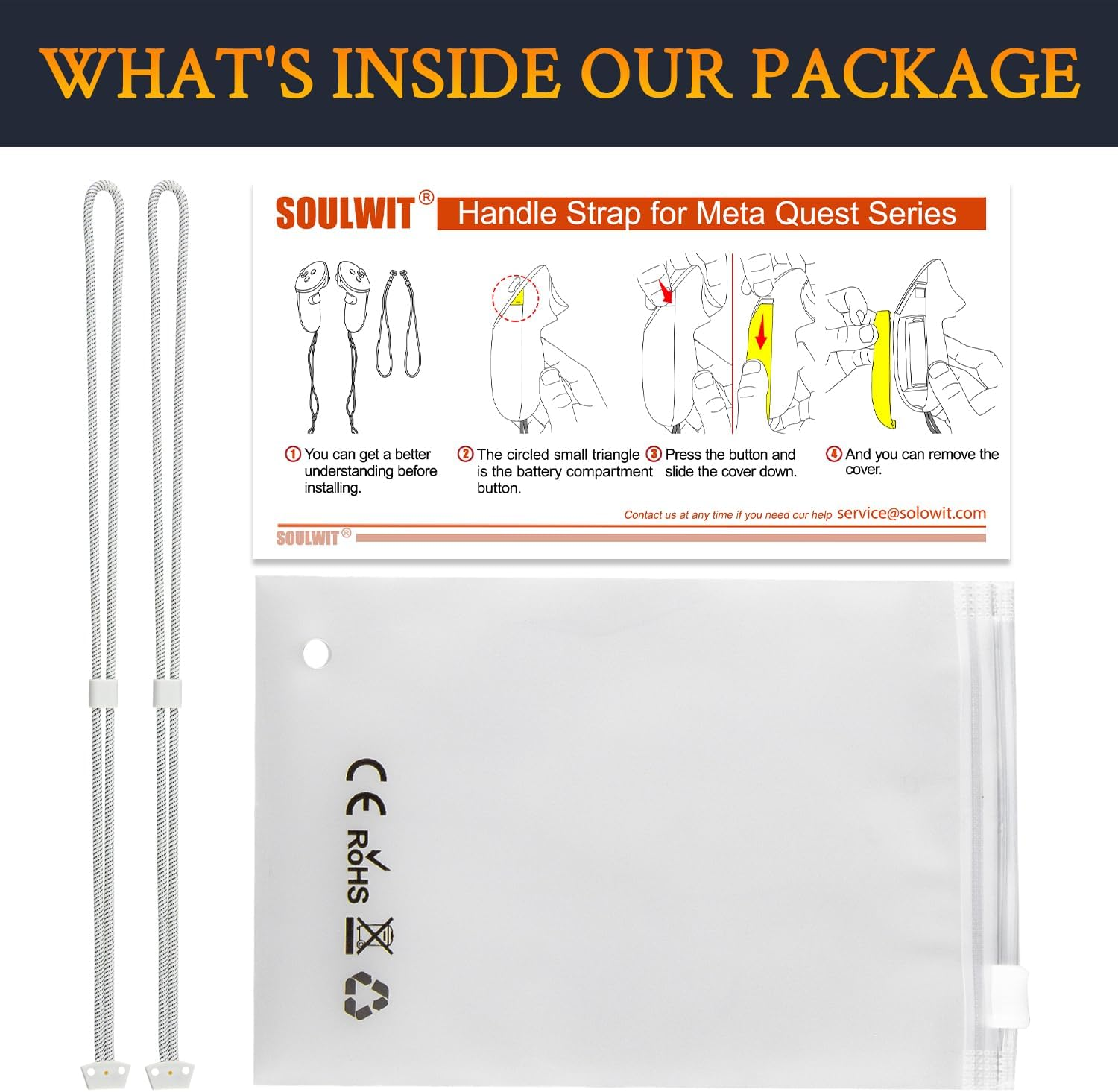 SOULWIT 1 Pair Upgraded Replacement Wrist Straps for Oculus Quest3/Quest 3, Durable & Adjustable Controller Hand Straps for Meta Quest3S/Quest 3S, Easy DIY Installation - White