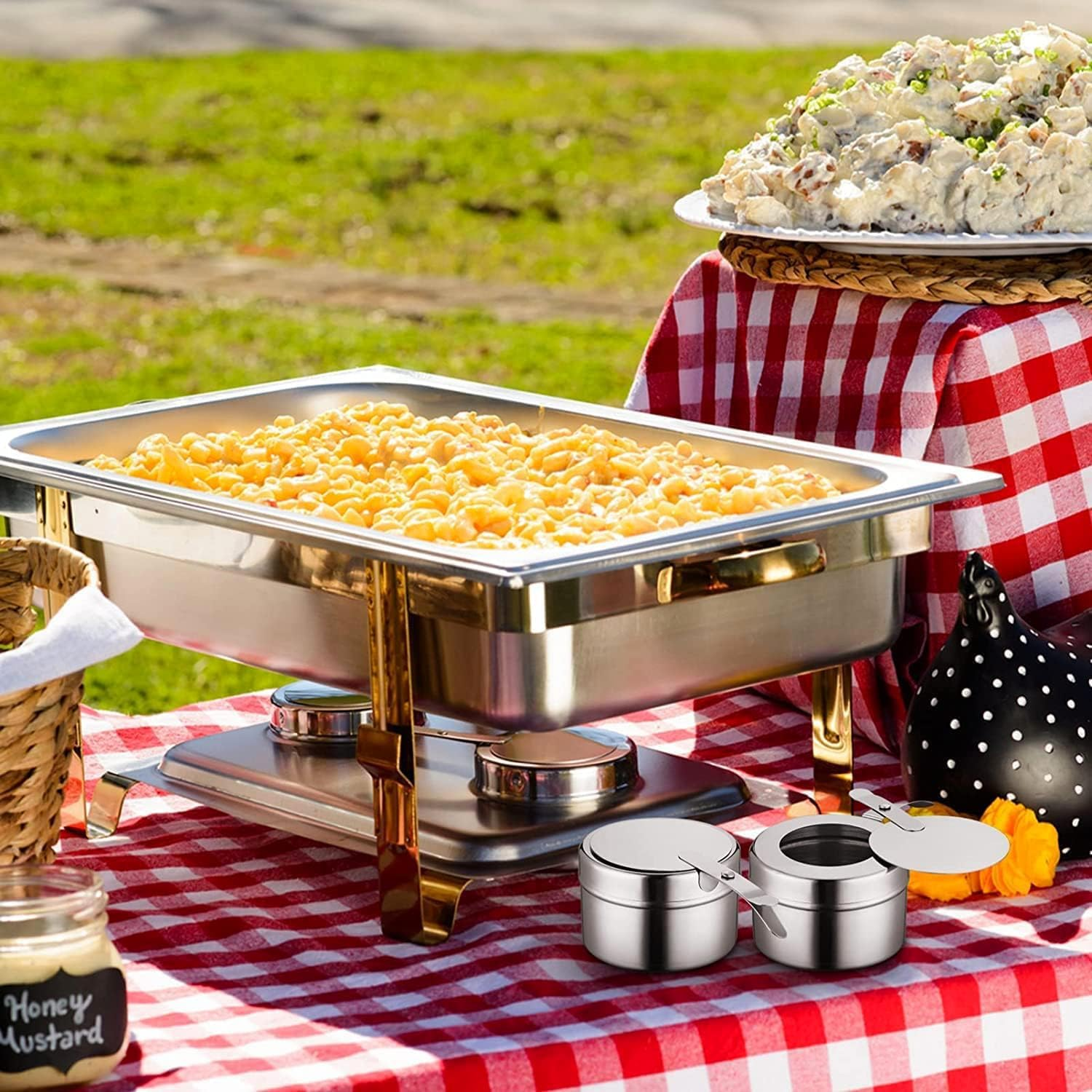 4 Pack Chafing Fuel Holder, Stainless Steel Fuel Holders with Safety Cover, Fuel Holder Canned Heat Holder for Chafing Dish, Canned Heat Fuel Box for Buffet Barbecue Parties Chafing Dish Buffet image number 5