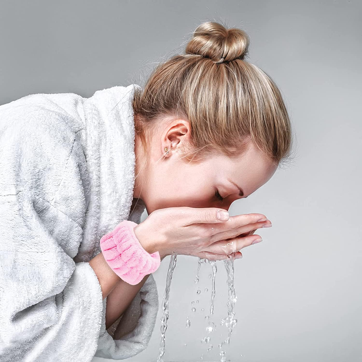 4 Pairs/8Pcs Wrist Spa Washband Microfiber Wrist Wash Towel Band, Face Washing Wristbands Wrist Sweatband for Women Girls Prevent Liquid from Spilling down Your Arms image number 5