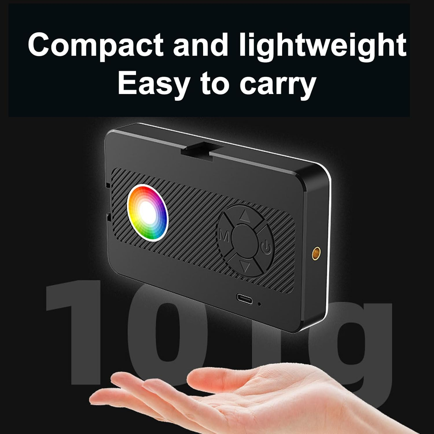 Plyisty RGB Video Light, Portable Camera LED Light, CRI 85+ 2700-6500K 700Lux 1800Mah, Travel Vlog Lighting with Cold Shoe, Type-C Charging for Filming, Portraits image number 3