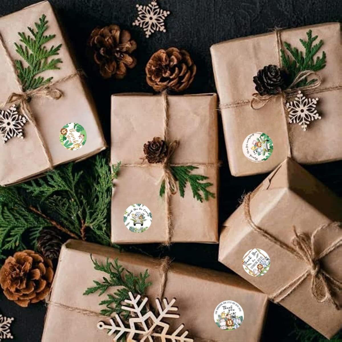 Jungle Safari Thank You Stickers, Wild Animals Thank You Stickers for Baby Shower Birthday Party Gift Wrap Bag Label Decorations,500/Roll image number 4