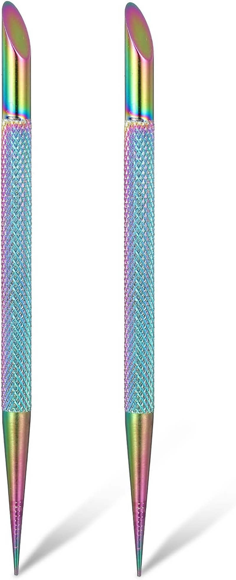 2 Pcs Nail Cleaning Cuticle Stick, Stainless Steel Cuticle Pusher Tool Nail Polish Remover Stick Polish Peeler Cutter for Fingernails Toenails Manicure Titanium Color image number 2