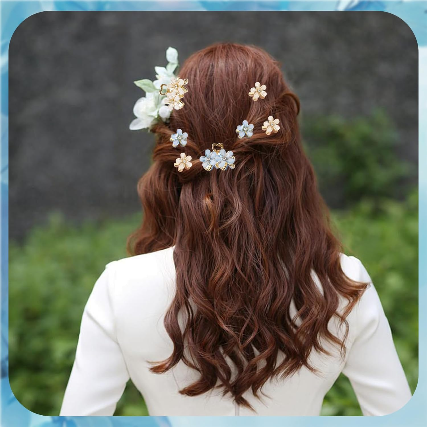 Dcsfadq Pack of 12 Flower Hair Clips, Small, Pack of 12 Hawaii Flower Hair Clip Set for Women, Cute Hair Accessories, Hair Styling Accessories image number 2