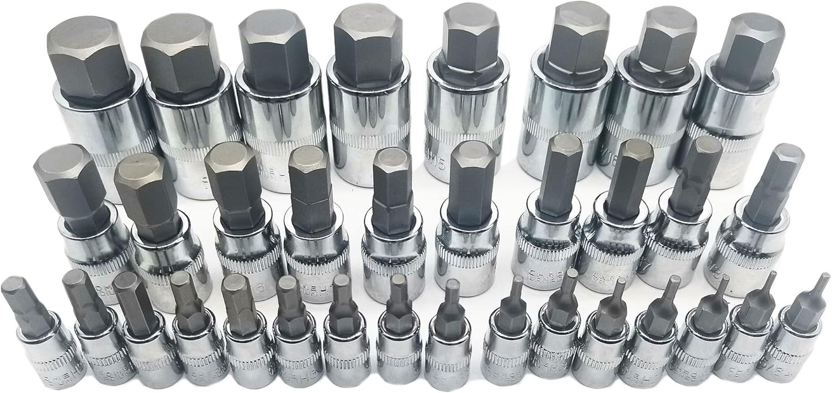 Master Hex Bit Socket Set Allen Wrench Bit Kit Hex Key for Ratchet Socket Tool SAE and Metric Set 3/8, 1/4, 1/2 Drive Socket Set 34-Piece image number 1