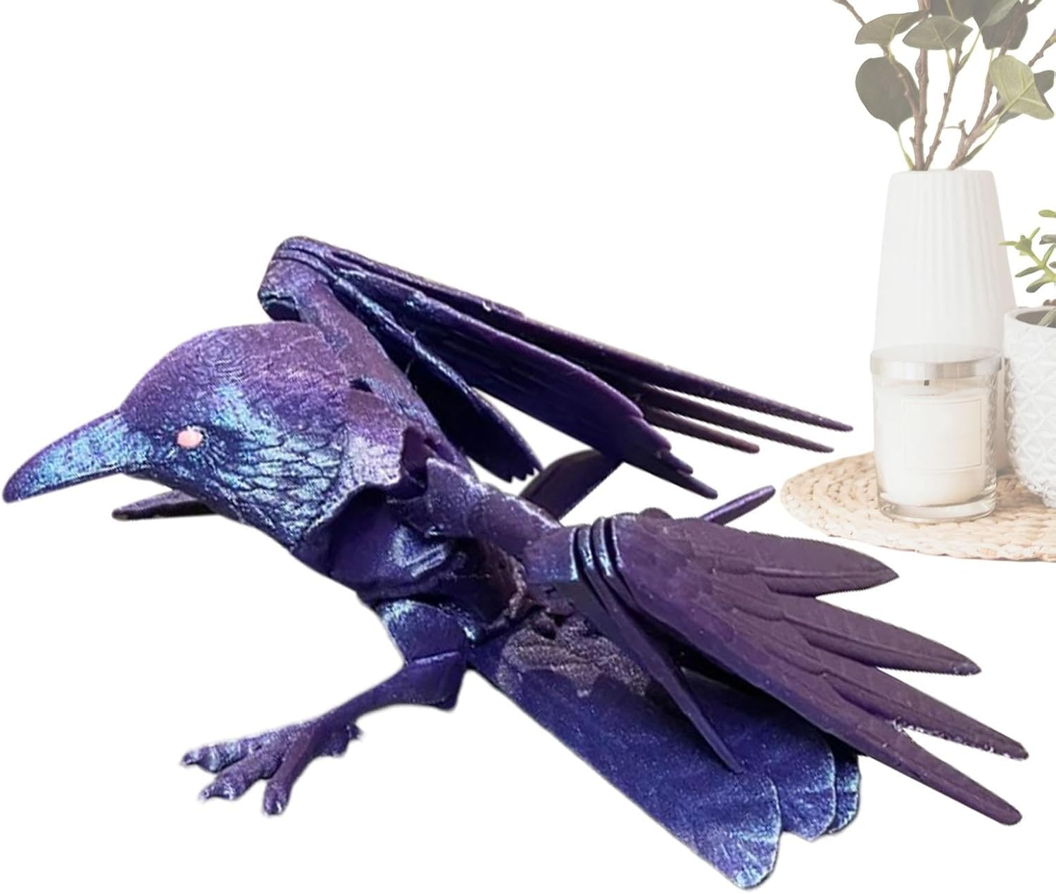 On Skull, with Skull Stand - Crow on Skull Halloween Gothic Statue Skeleton Figure | Bird Sitting on Skeleton Statue. Exquisite on Skeleton Figure for Festivals image number 4