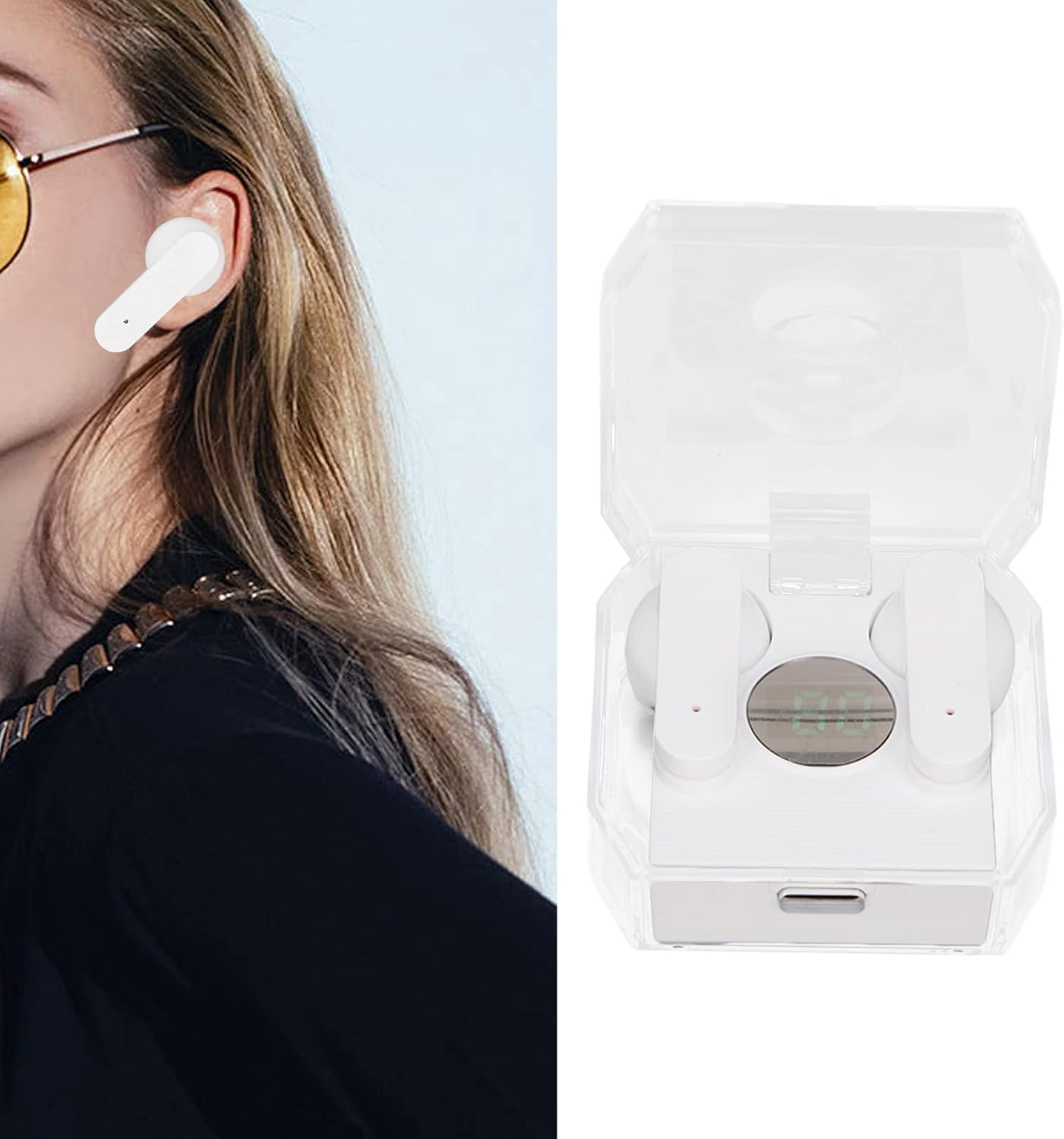 Voice Translator Earphones, Voice Translator Device with 74 Languages and 70 Online Accents, Headphones for Bidirectional Simultaneous Translation, Suitable for and Android (White) image number 4