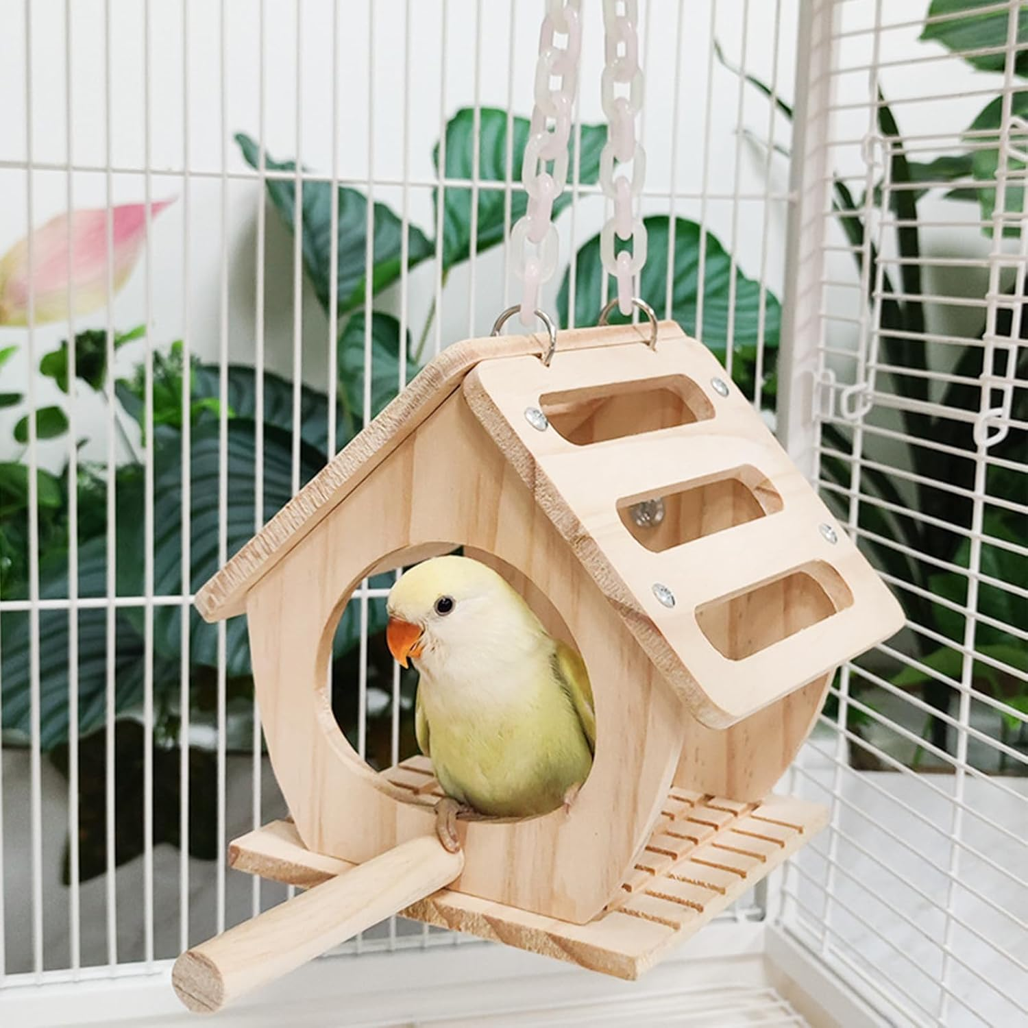 Perches for Birds, Parrot Wooden Platform, Swings with Swing Bell image number 2