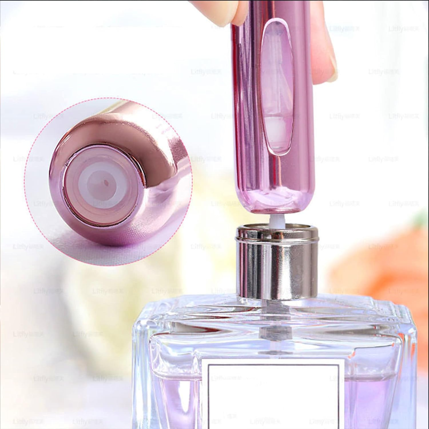 Mini Atomizer Perfume Bottle,3Pcs 5Ml Portable Travel Sub-Bottling Atomiser Spray Bottle,Liquid Spray Bottle,Bottom Refillable Perfume Atomizer Bottle for Purse Handbag Pocket Luggage (Bright Gold) - Bright Gold image number 2