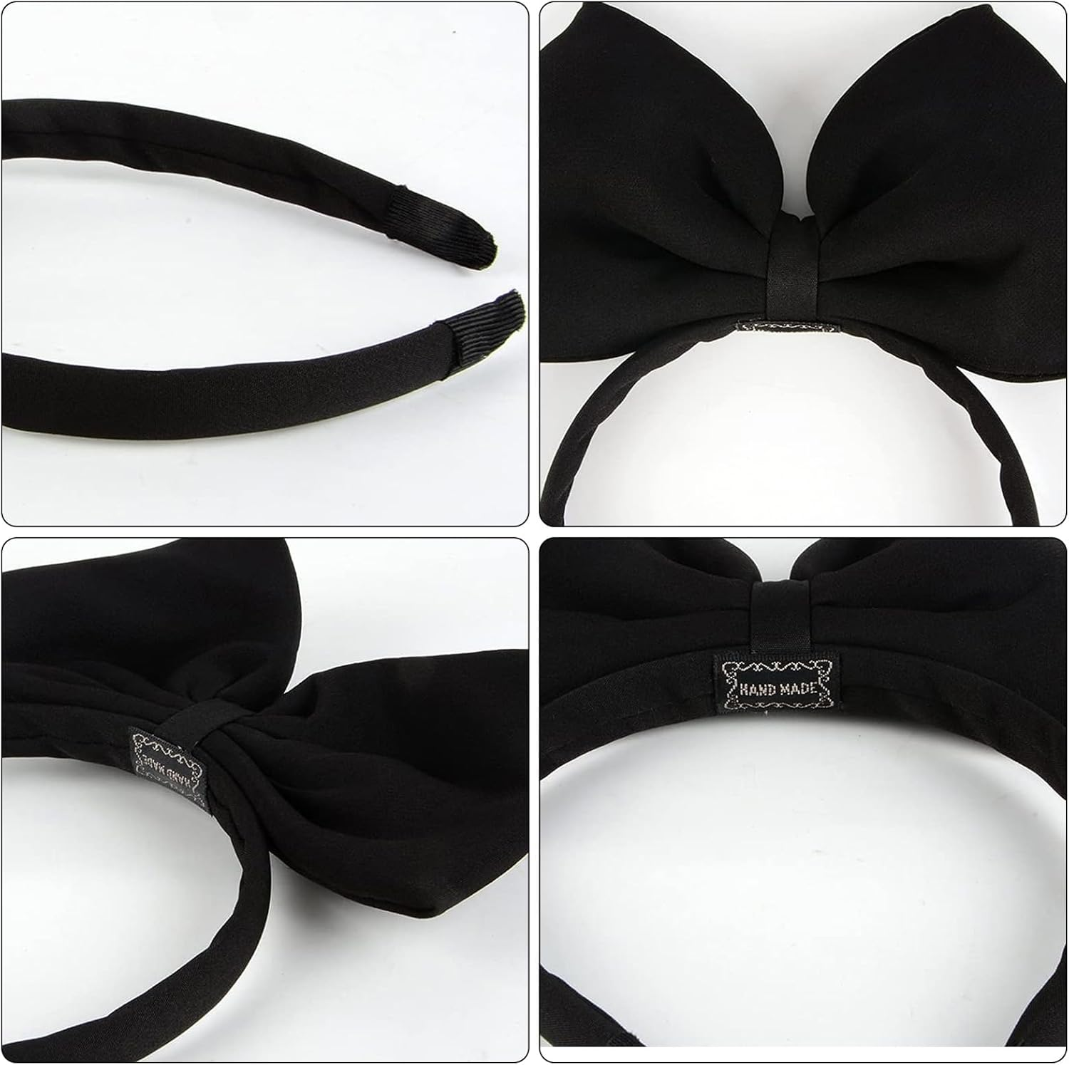 Black Bow Headband, Large Bow Design, Comfortable Fit, Daily Wear, Parties, Photo Shoots+Women, Girls, Cosplay Enthusiasts, Fashion Lovers+Stylish, Durable, Non-Slip+Alice in Wonderland Accessories(2Pcs) image number 3