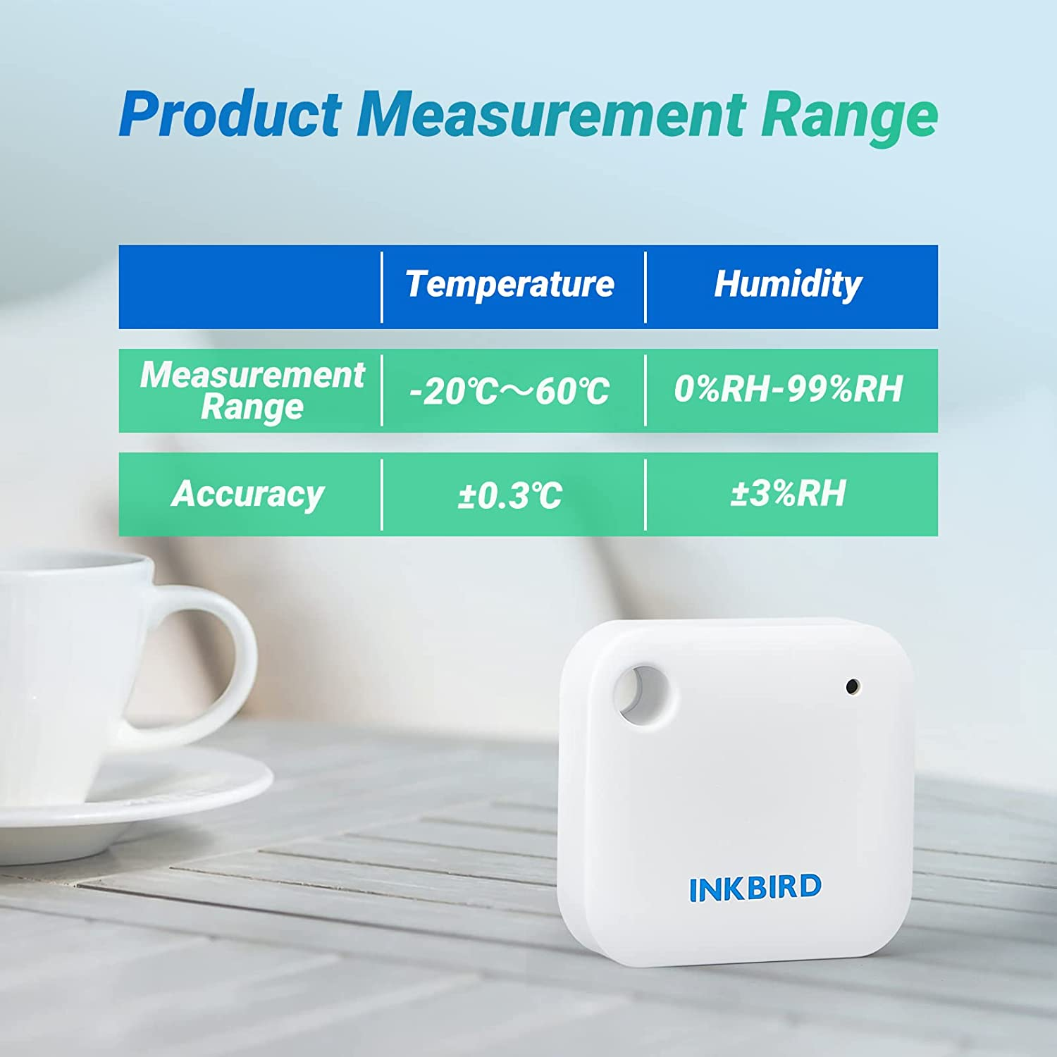 INKBIRD Wifi Thermometer Hygrometer Monitor, Smart Temperature Humidity Sensor IBS-TH3 with App Notification Alert, 1 Year Data Storage Export, Remote Monitor for Greenhouse Wine Cellar Baby Room