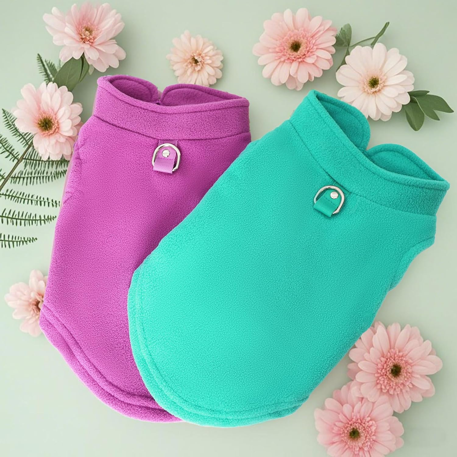 2 Pcs Dog Fleece Vest Sweater Winter Warm Dog Sleeveless Jacket Soft Pullover Fleece Cold Weather Coat Hoodie with D-Ring Leash for Small Medium Dogs Unisex image number 3