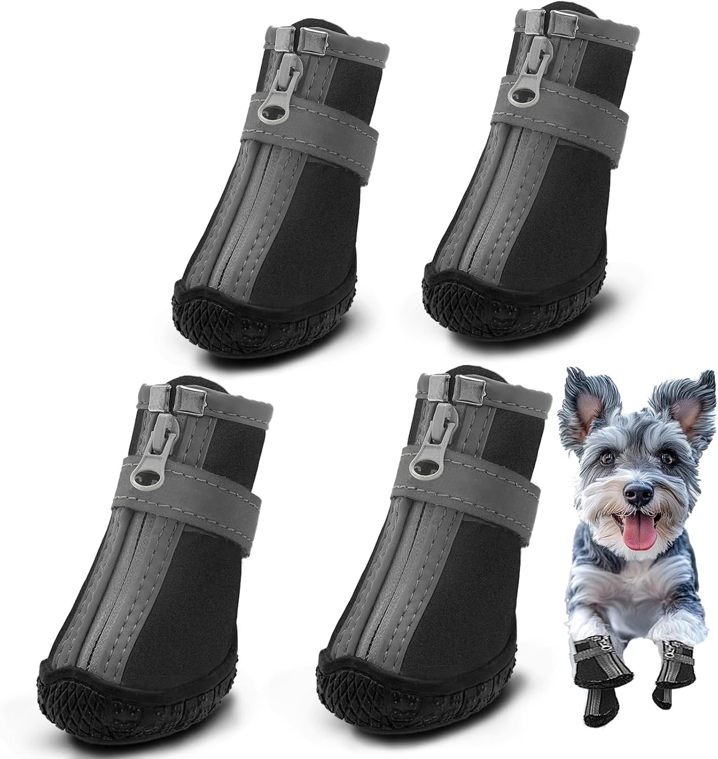 Hcpet Dog Shoes for Small Dogs, Dog Boots & Paw Protectors for Hot Pavement Winter Snow Hiking, Anti-Slip Dog Booties for Hardwood Floor Black Size 5 image number 4