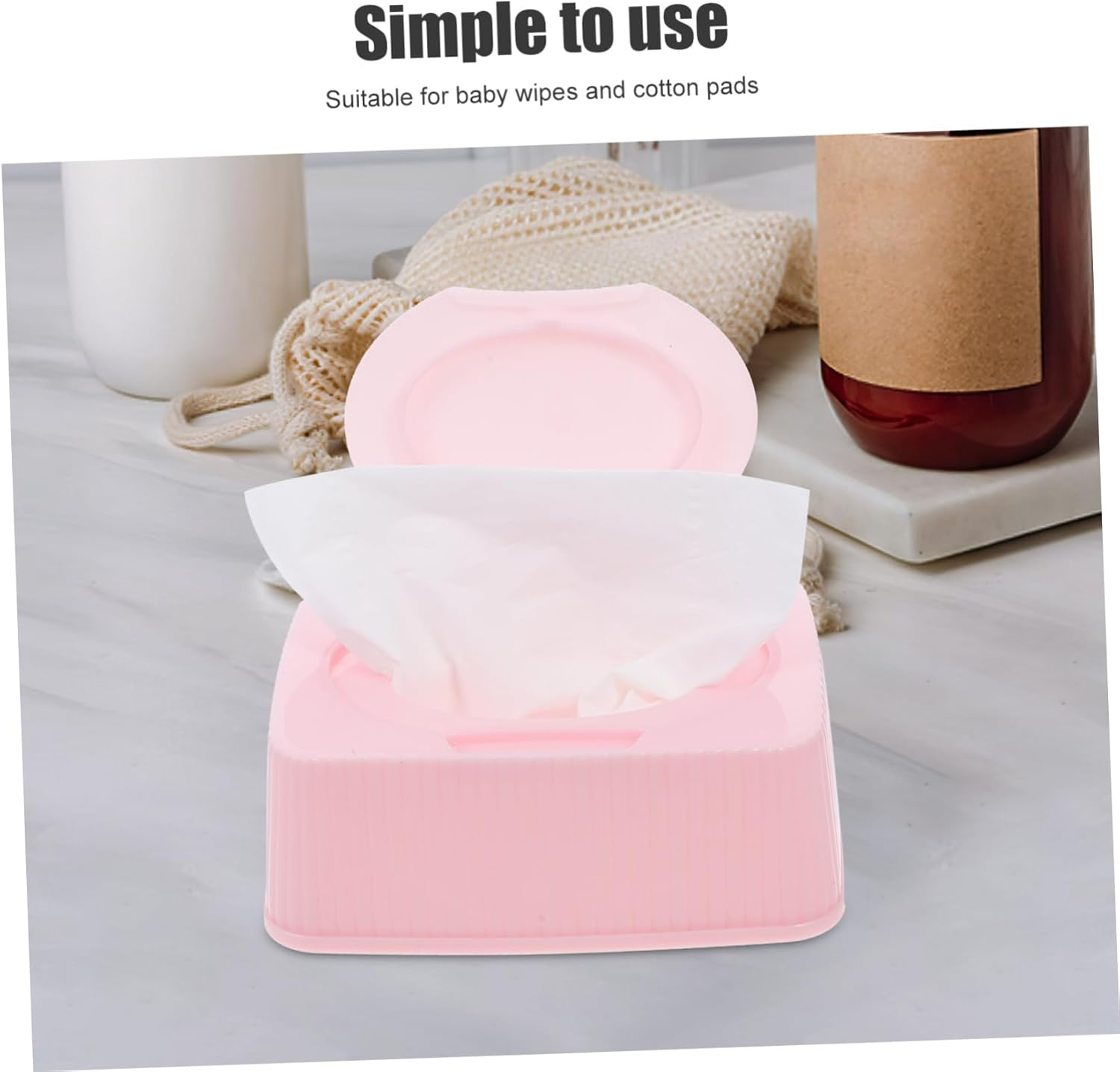 Wet Wipes Storage Box Pink Dustproof Dispenser for Nursery Bathroom Travel Wipes Dispenser Container image number 4