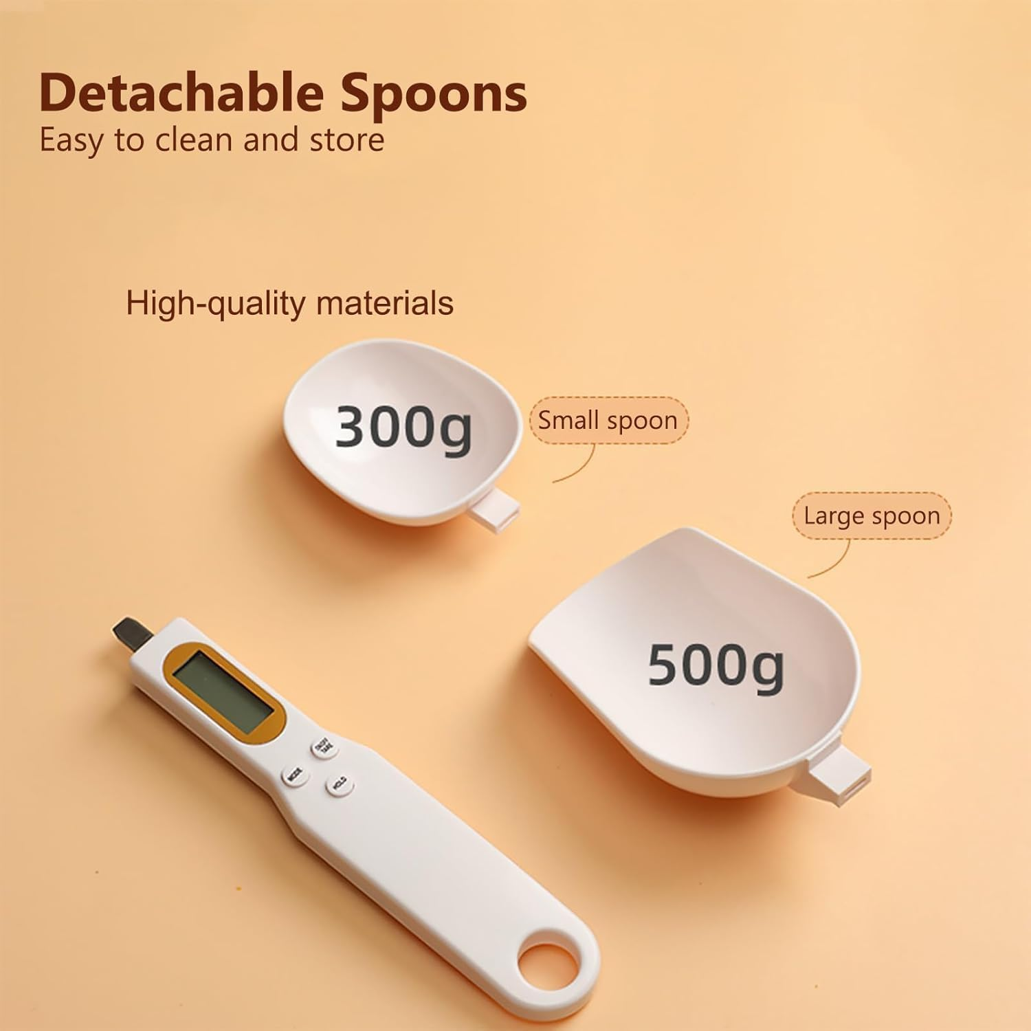 Digital Spoon Scale for Kitchen Food, with 2 Measuring Spoons Spoons, LCD Display and Tare & Holdfunction, Portable Milligram Scale with High Precision 0.1G, for Coffee, Tea, Baking, Powder image number 3