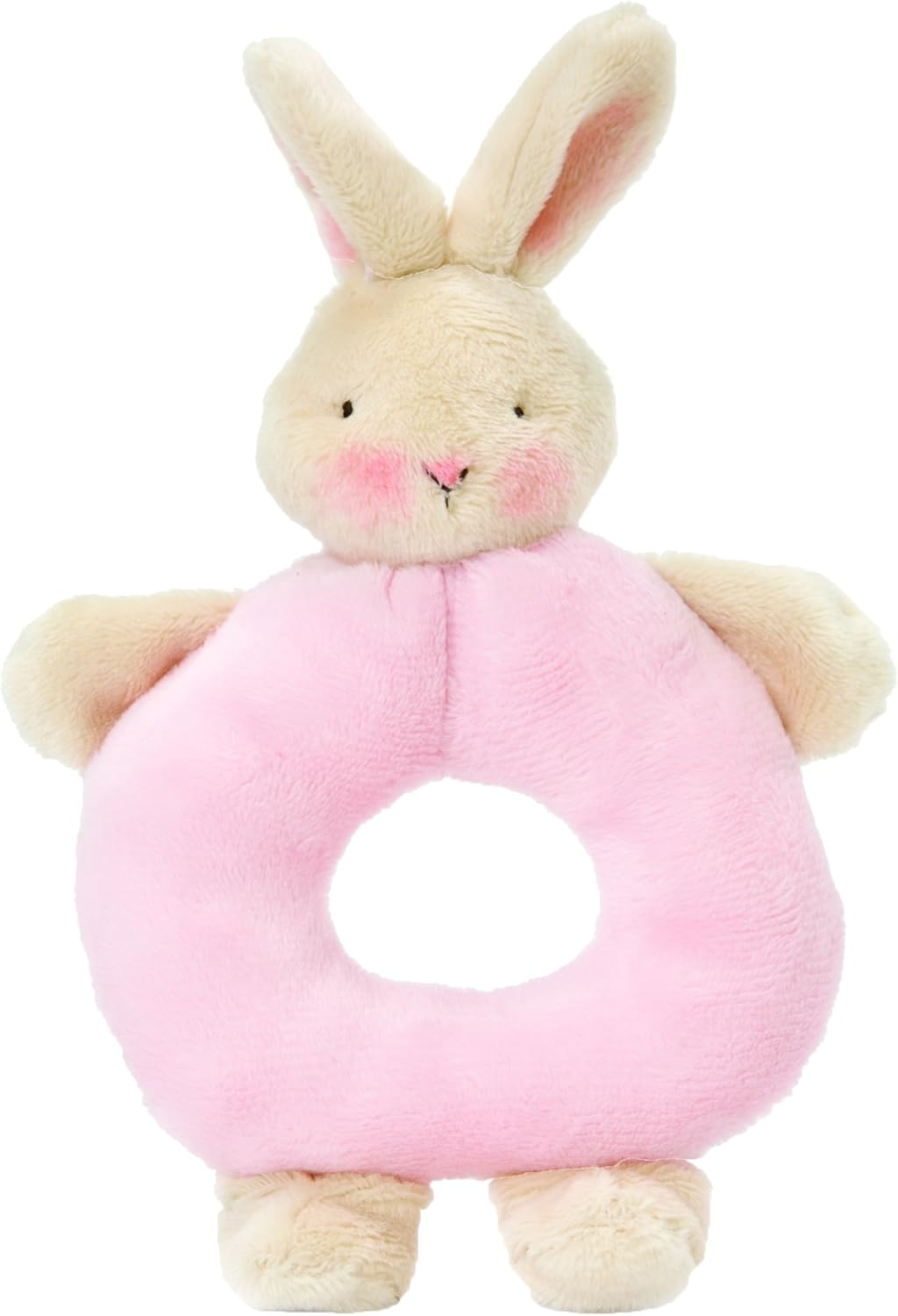 Bunnies by the Bay Ring Rattle Bunny Soft Toy, White - Pink