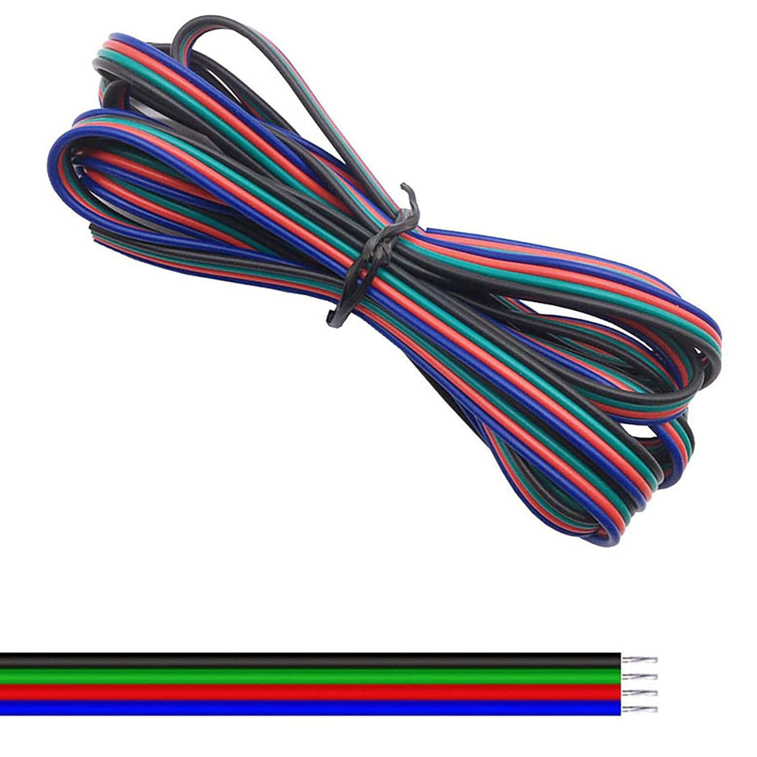 Tunghey 10 Pack 4 Pin LED Connector for Waterproof 10Mm RGB 5050 LED Strip Lights, Strip to Wire Quick Connection without Stripping, Include 5M 22 Gauge 4 Conductor Extension Cable image number 1