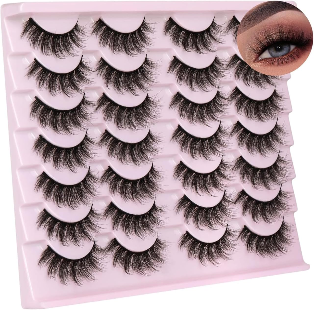 14 Pairs Wispy Mink Lashes Fluffy Eye Lashes, Natural Look 5D Volume 16Mm Fake Eyelashes, Makeup Tools Eye Lashes image number 2