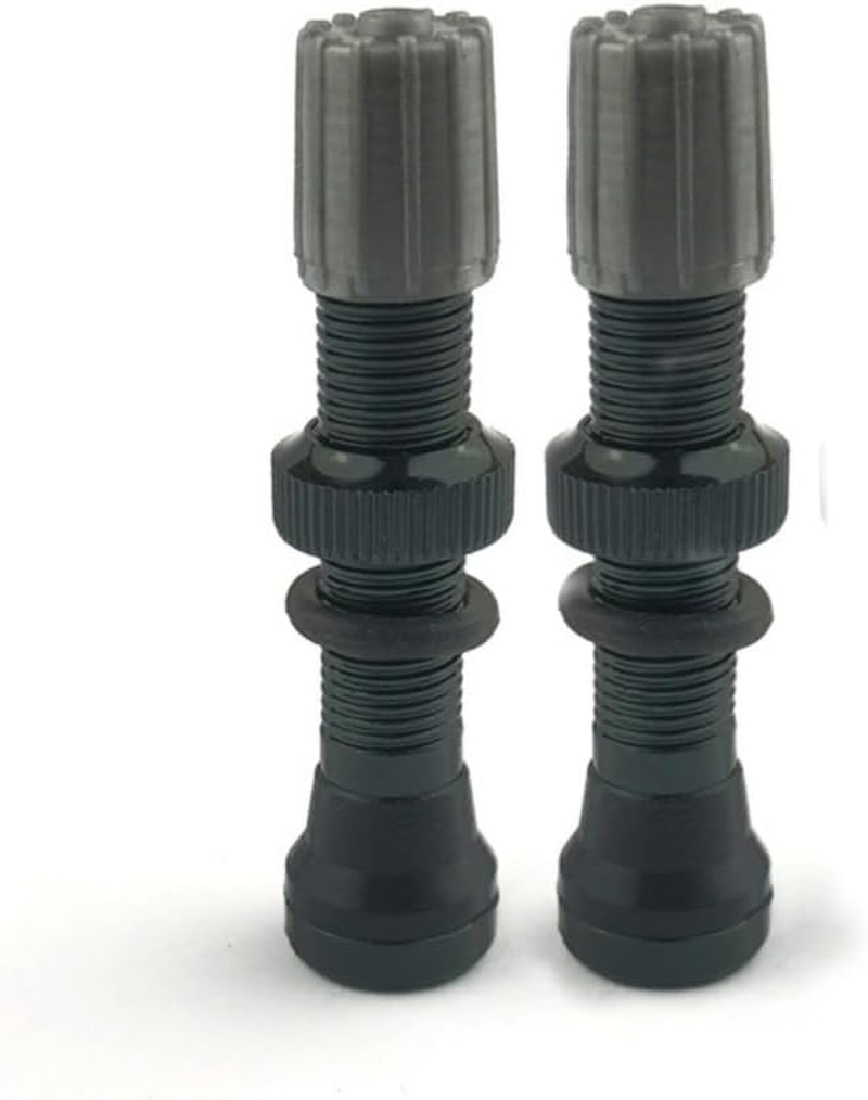 2Pcs 44Mm Black Tubeless Air Valve Aluminum Alloy Tyre Valve round Base Small Size Valves for MTB Road Bike Tubeless Valve Stem (With Caps) image number 2