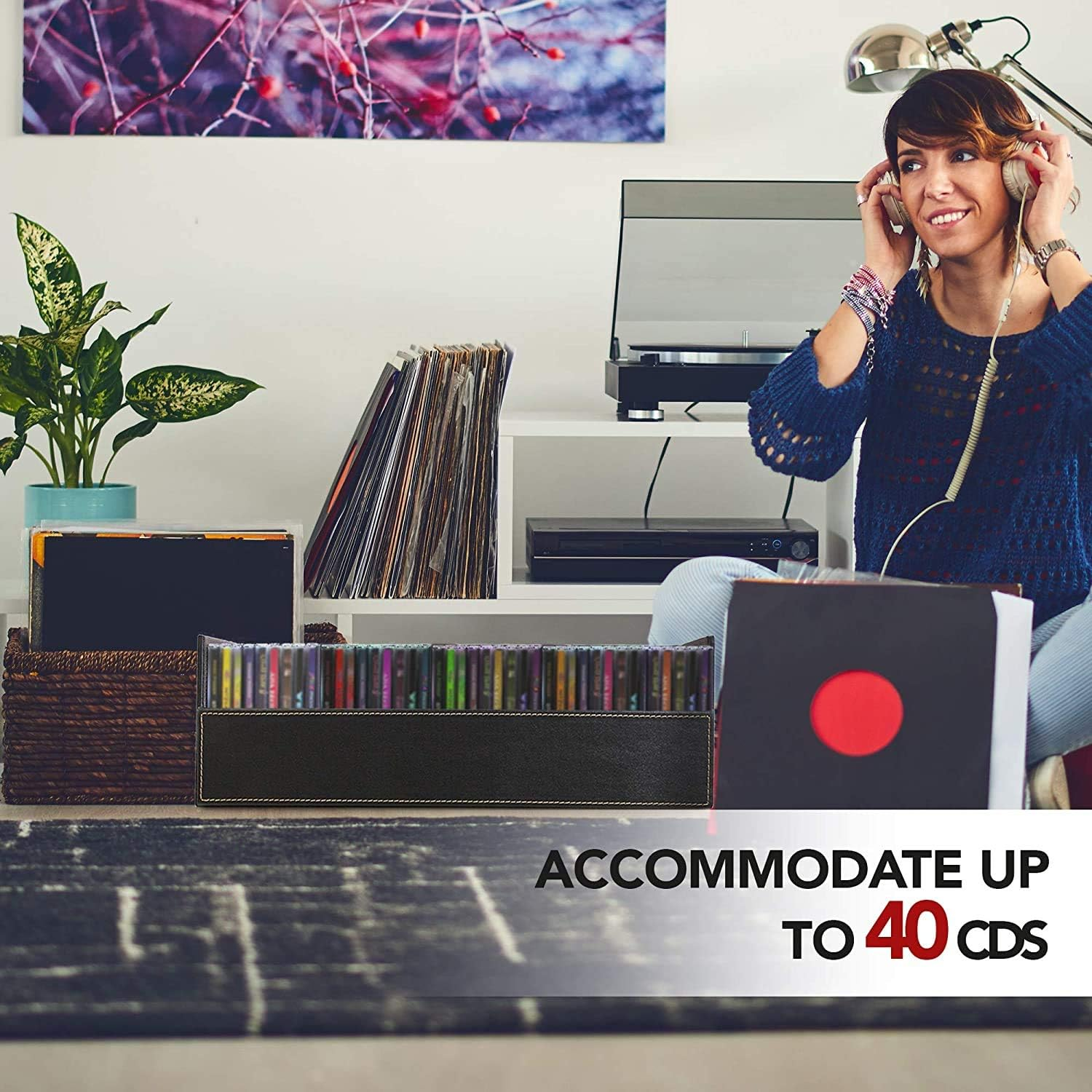 Stock Your Home Stacking CD Tray and Media Storage Box for CD Shelf Storage and Organization Holds 40 Cds - Chocolate image number 1