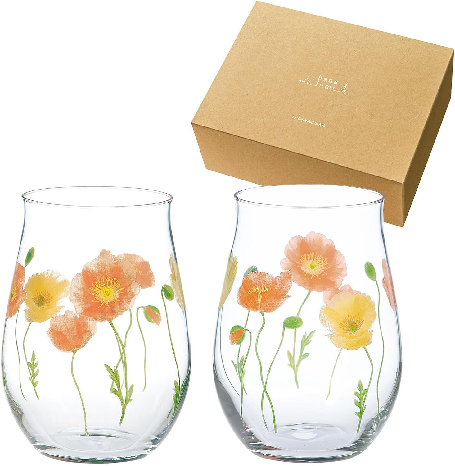 Toyo Sasaki Glass Hanafumi G099-T282 Tumbler Glass, Hanafumi, Approx. 12.2 Fl Oz (360 Ml), Set of 2, Mimosa Pattern, Haze Pattern, Made in Japan, Dishwasher Safe, Clear, Tumbler, Glass, Cup