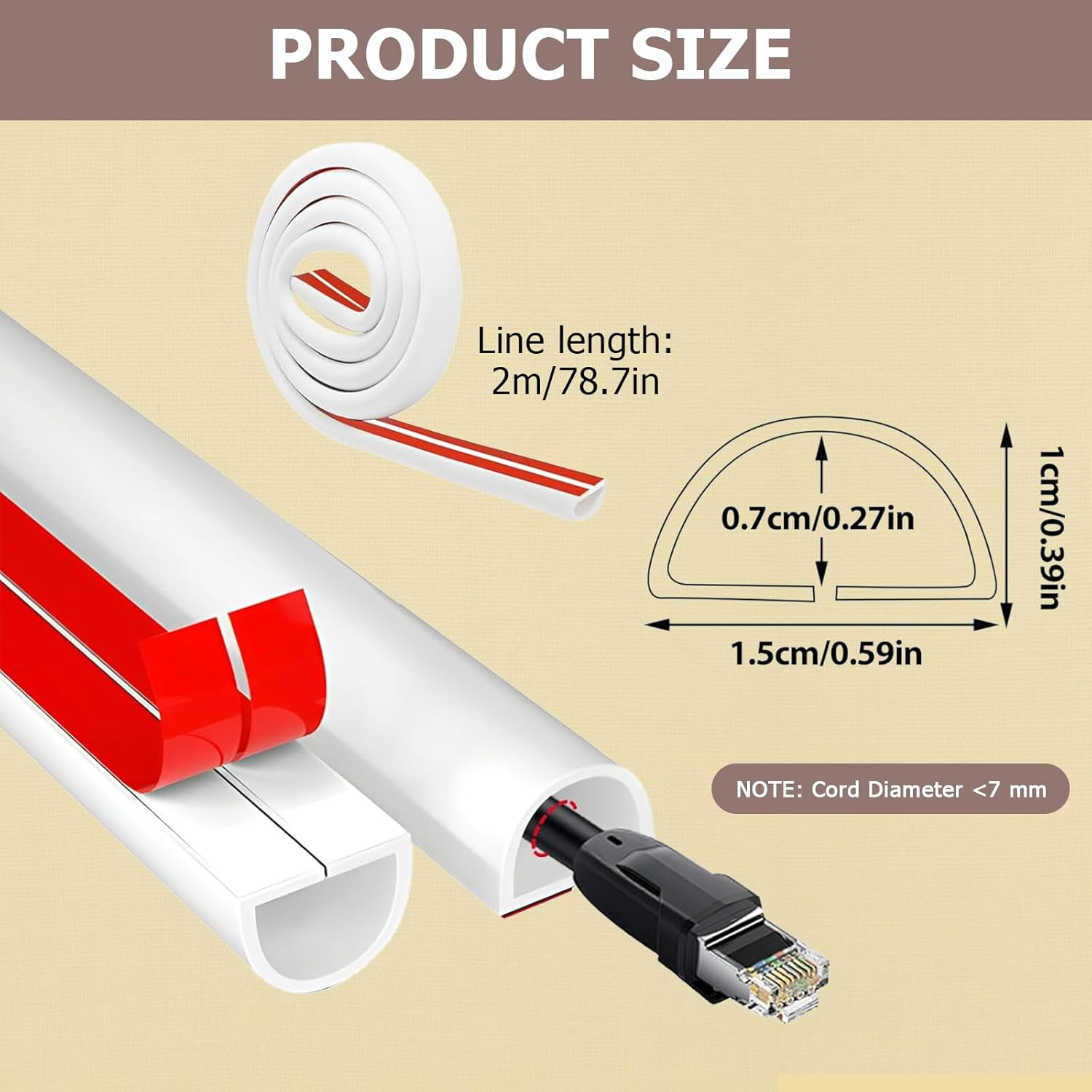 Cable Cover, Self Adhesive Hider, Wall-Mounted Wire and Covers for Wall-Mounted Tvs, Flexible Cable Hiders in Homes and Offices (D15, 2M) image number 5