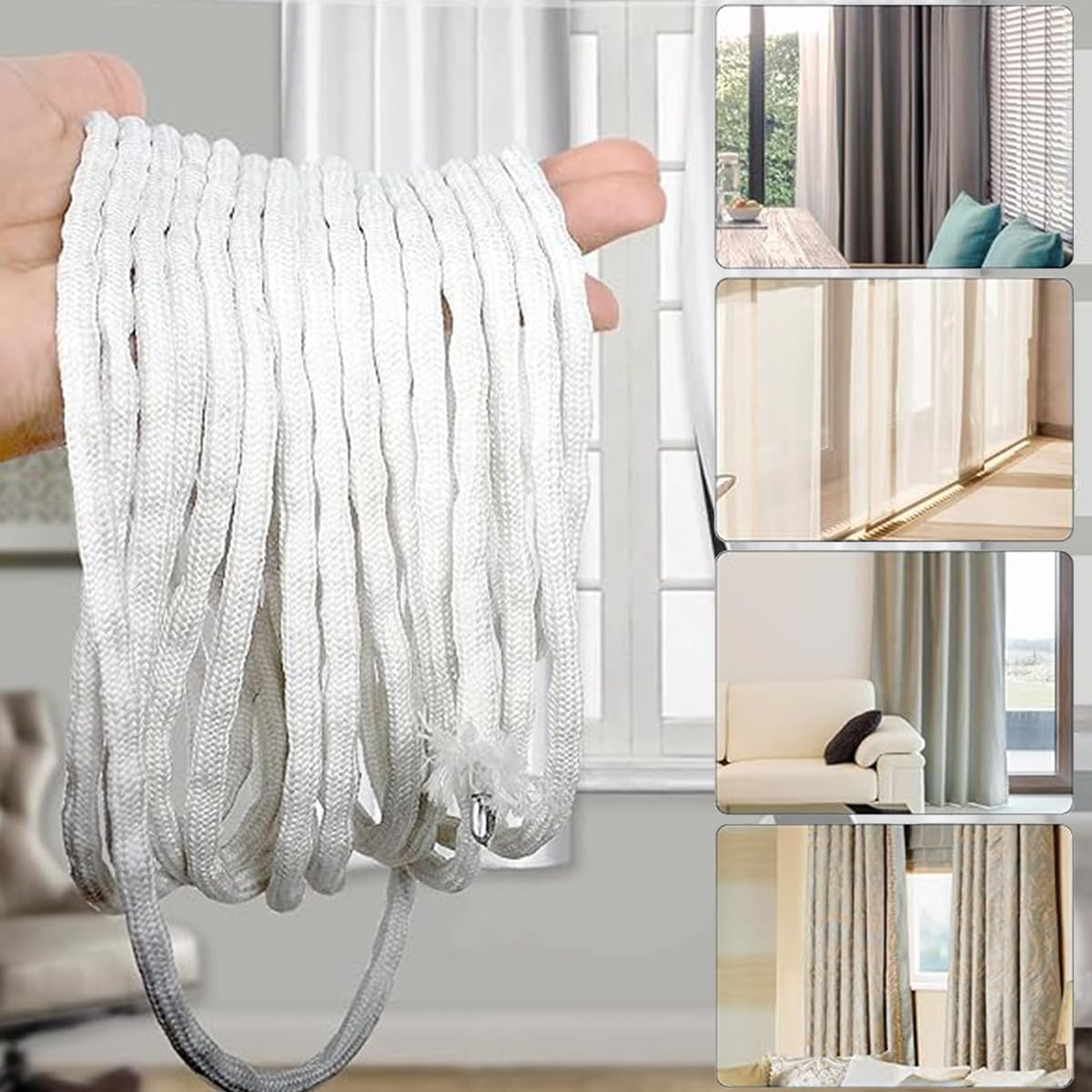 6.5Yard Curtain Weight Rope, Drapery Weights Tape,Diy Length Curtain Accessories,Heavy Drapery Weights for Outdoor Indoor Tulle Fabrics, Weighted Lead Rope Increase Curtain Weight image number 3