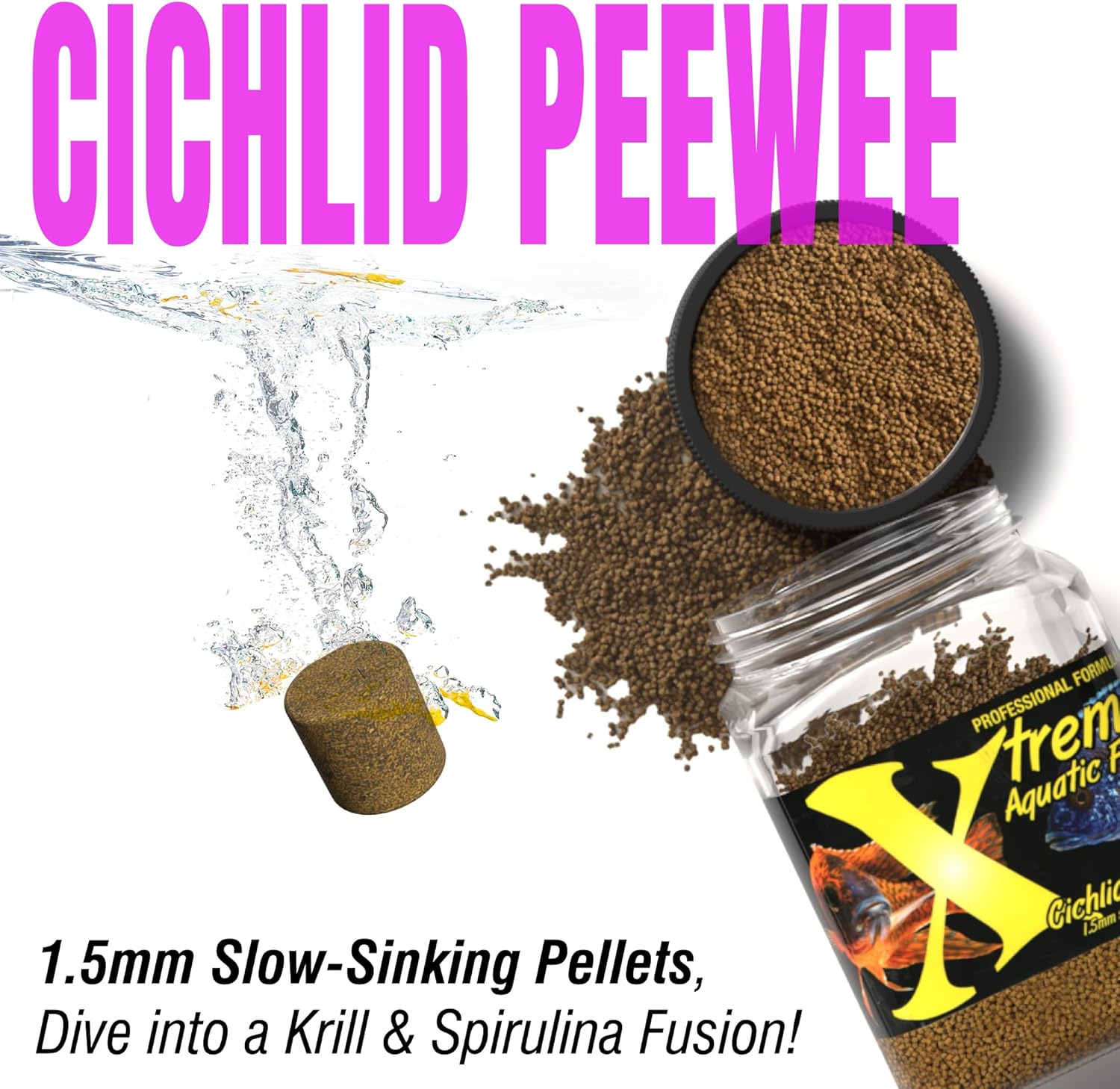 Xtreme Aquatic Foods Cichlid Peewee 1.5Mm Slow-Sinking Pellets 1077 Grams (38Oz) image number 2