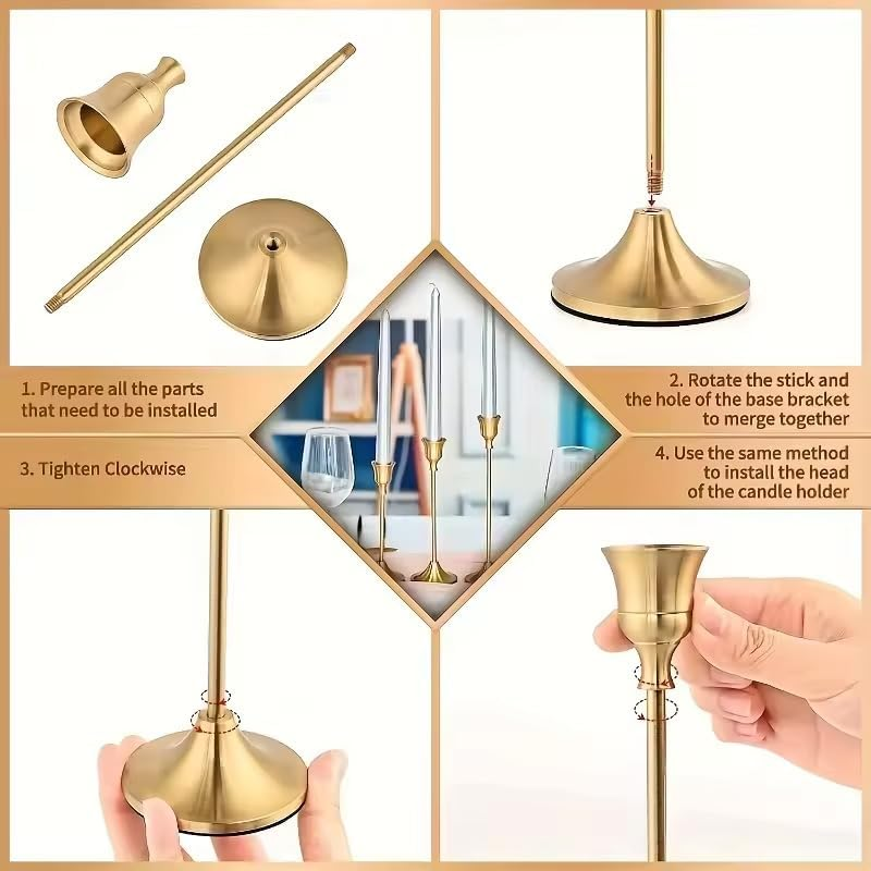 YELINTIAN Candlestick Holders of 6 Vintage Tall Taper Candlestick,Metal Taper Candle Holder for Home Wedding Table Mantel Centerpiece Anniversary Christmas Party Decor (Black) - Black 2.8-Inch image number 5