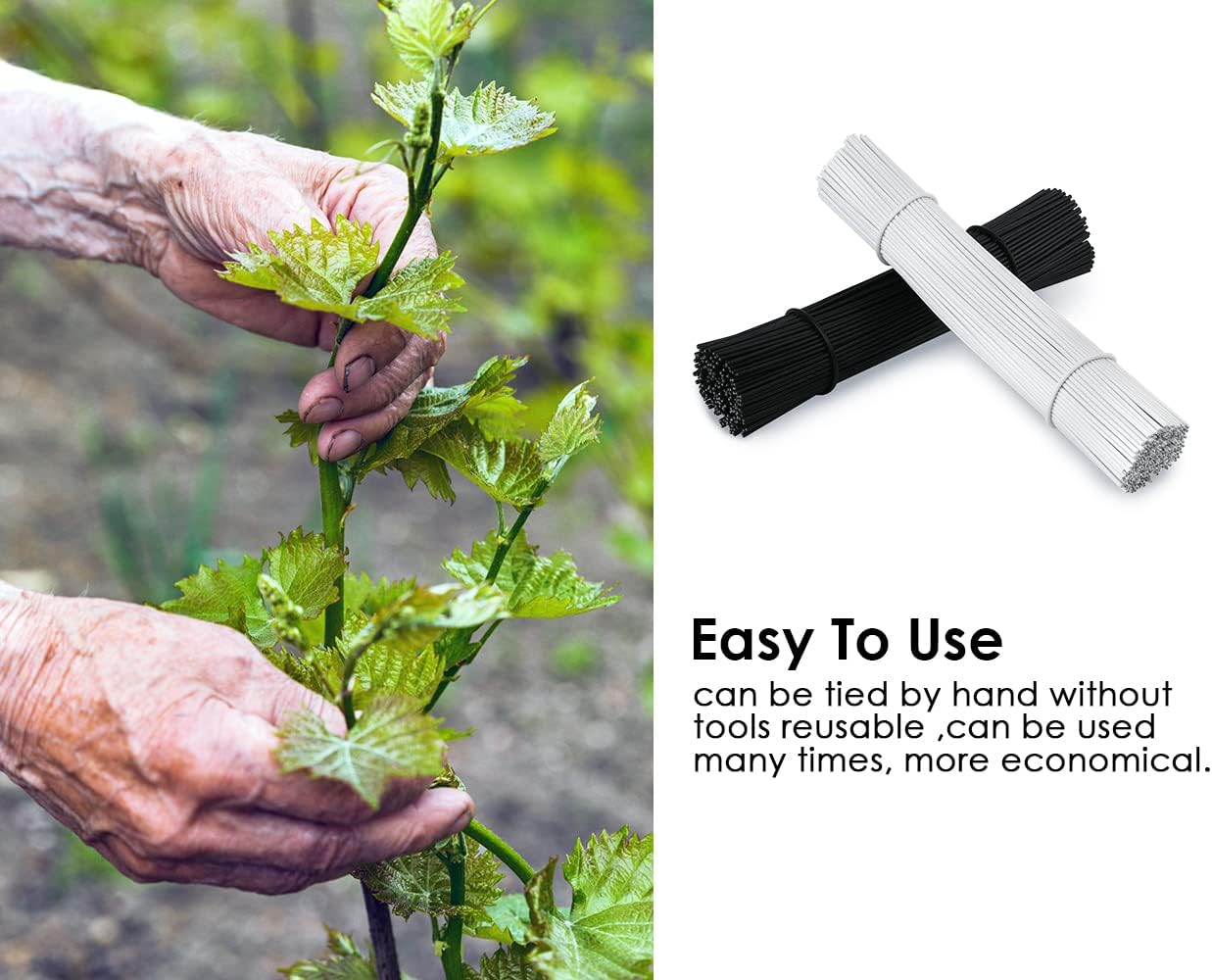 DS. DISTINCTIVE STYLE 6 Inch Twist Ties Set of 200 Bread Bag Ties Wire Twist Ties for Cord Management (Black and White (Round Shape)) image number 6