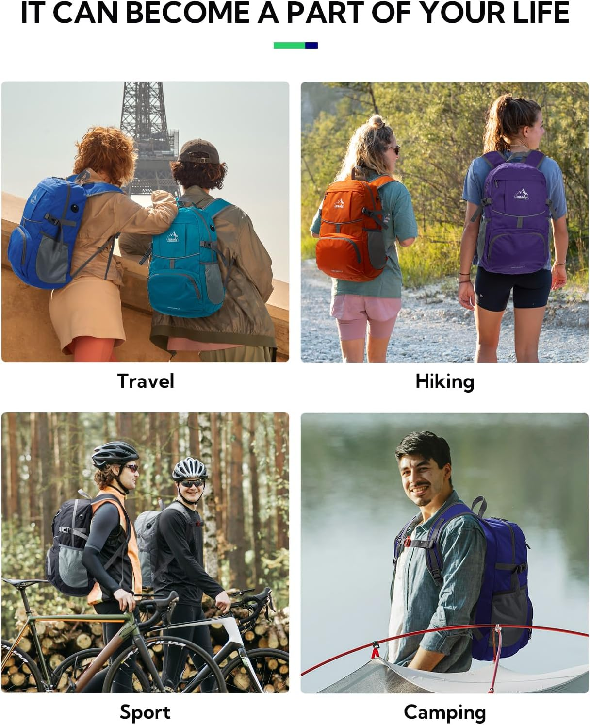 WATERFLY Hiking Foldable Daypack Backpack: 25L Ultra Lightweight Waterproof Day Pack for Woman Man - Small Compact Packable Folding Back Pack for Outdoor Sport Cycling Biking Travel Trip - Orange image number 7