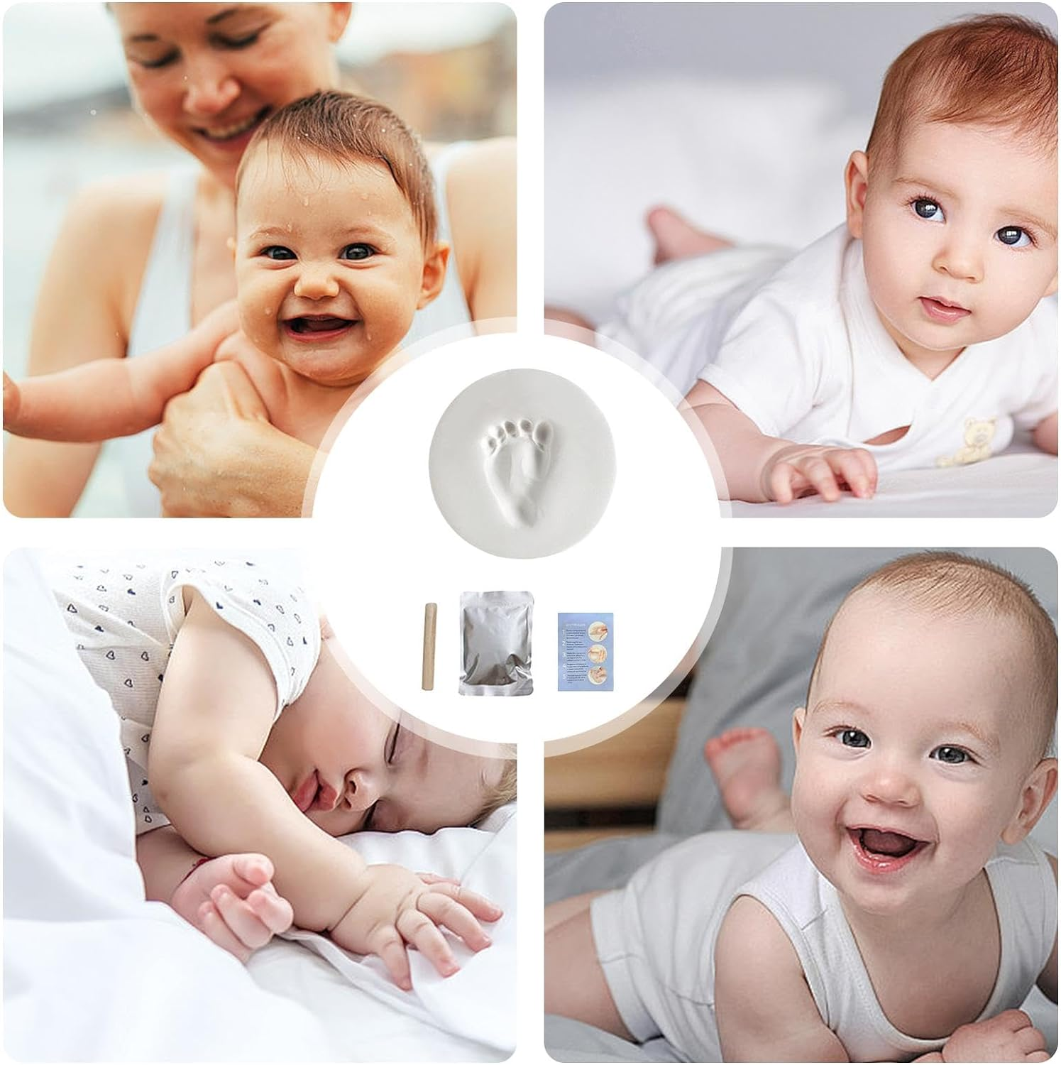 Baby Footprint Kit, Personalized Baby Handprint Kit, Foot Hand Impression Kit, Clay Handprint Ornament Kit, Handprint Footprint Keepsake Kit, Food Grade Clay Baby Kit for Baby Shower Present image number 4