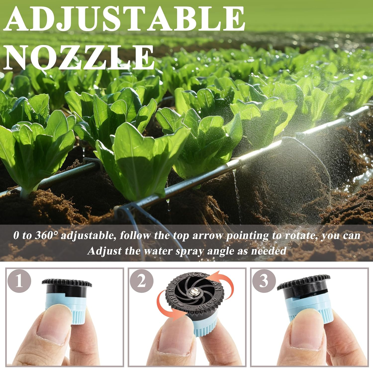 16Pcs Variable Arc Nozzle Replacement Pop up Sprinkler Heads for Hunter, Rainbird, Adjustable Irrigation Nozzle High Efficiency Orbit Pop-Up Sprinkler Heads for Garden Lawn (6AN, 10AN, 15AN, 17AN)