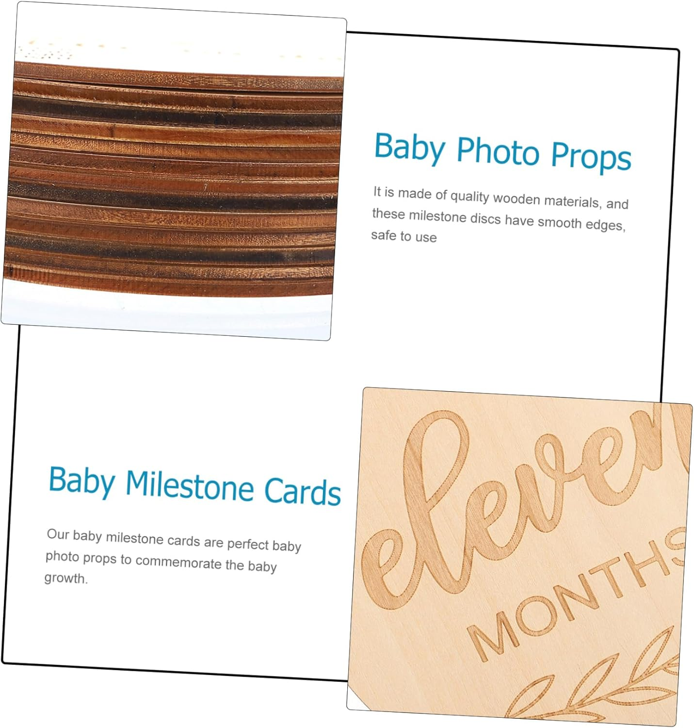 UPKOCH 13Pcs Milestone Cards Durable Wooden Photo Props for Newborns Monthly Growth Announcements Keepsake for Parents and Photo Sessions image number 6