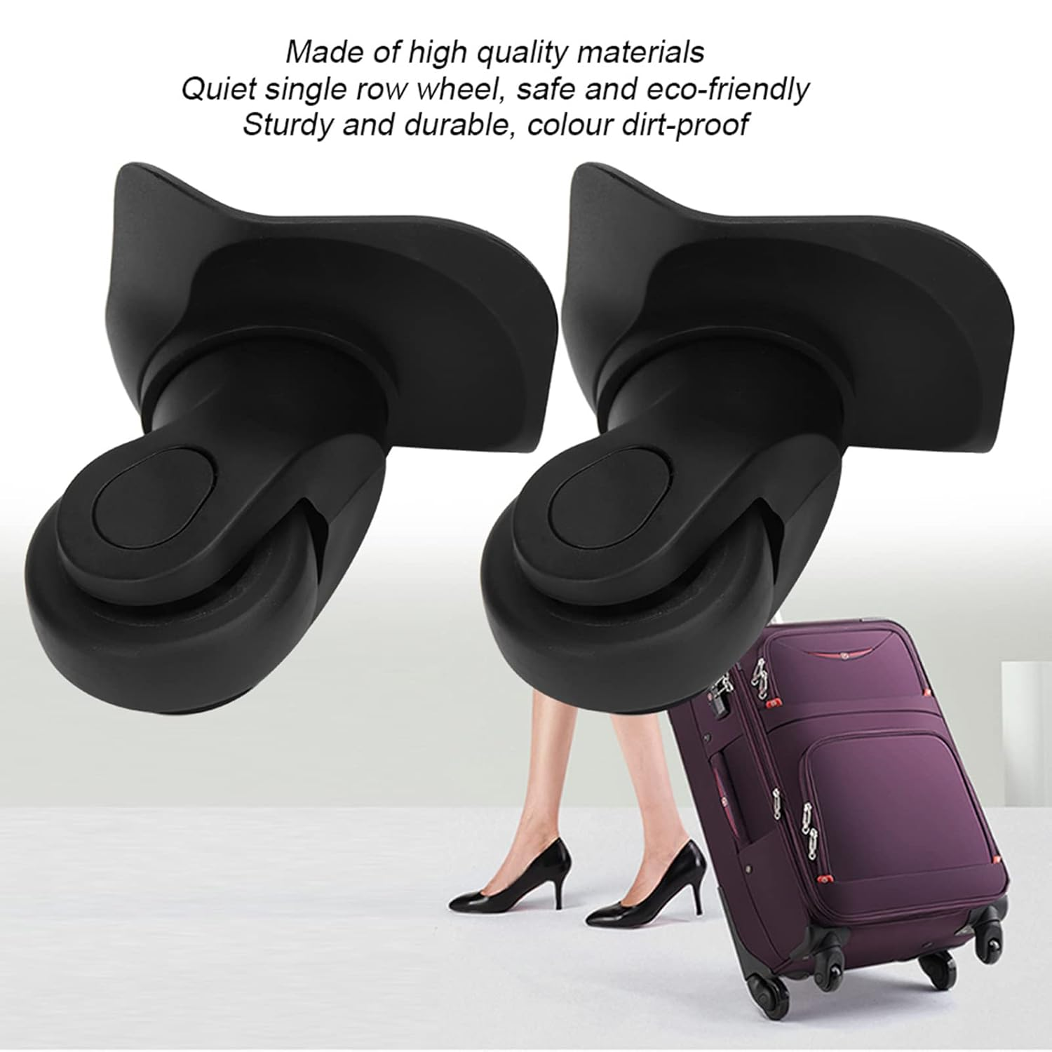 RASTKY Luggage Replacement Wheel a Pair Black Suitcase Single Row Wheel Luggage Supplies - Outdoor Gear image number 1