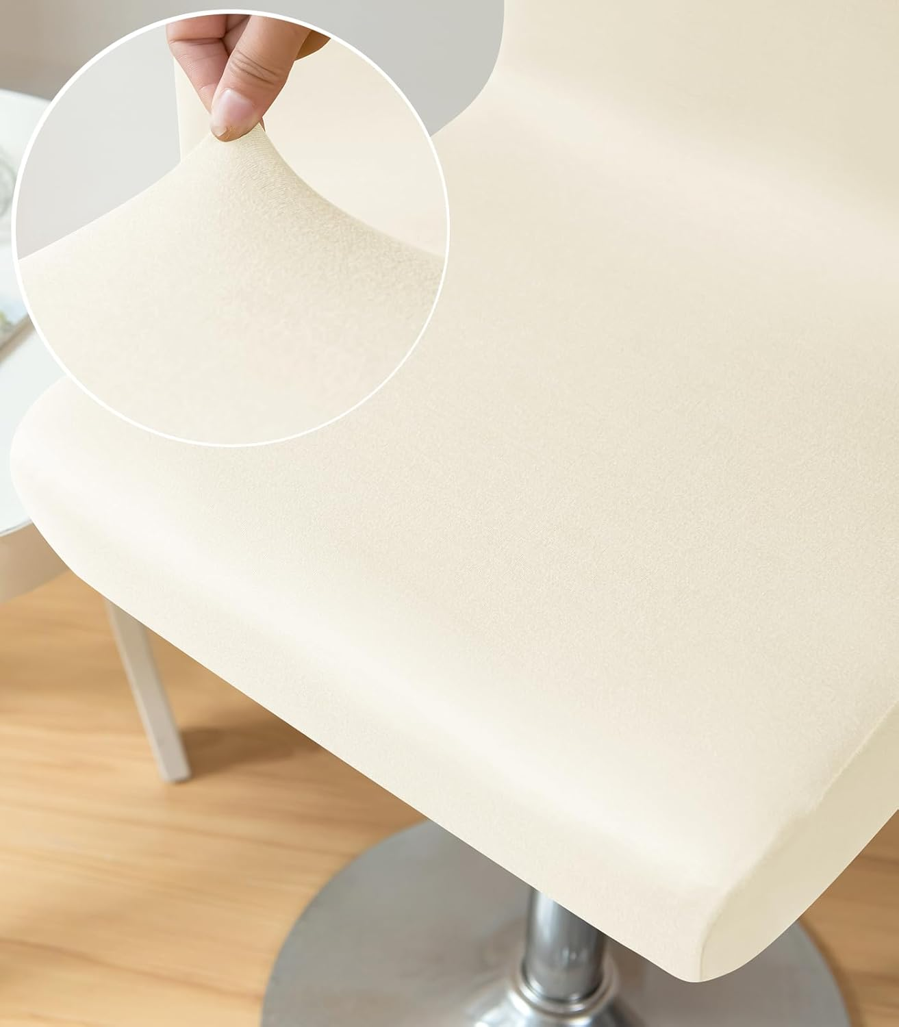 Gollense Bar Stool Covers Set of 4 Stretch Pub Counter Stool Chair Covers with Backs, Square Swivel Barstool Seat Slipcover with Elastic Bottom for Low Short Back Dining Chair (Beige) - Black image number 5