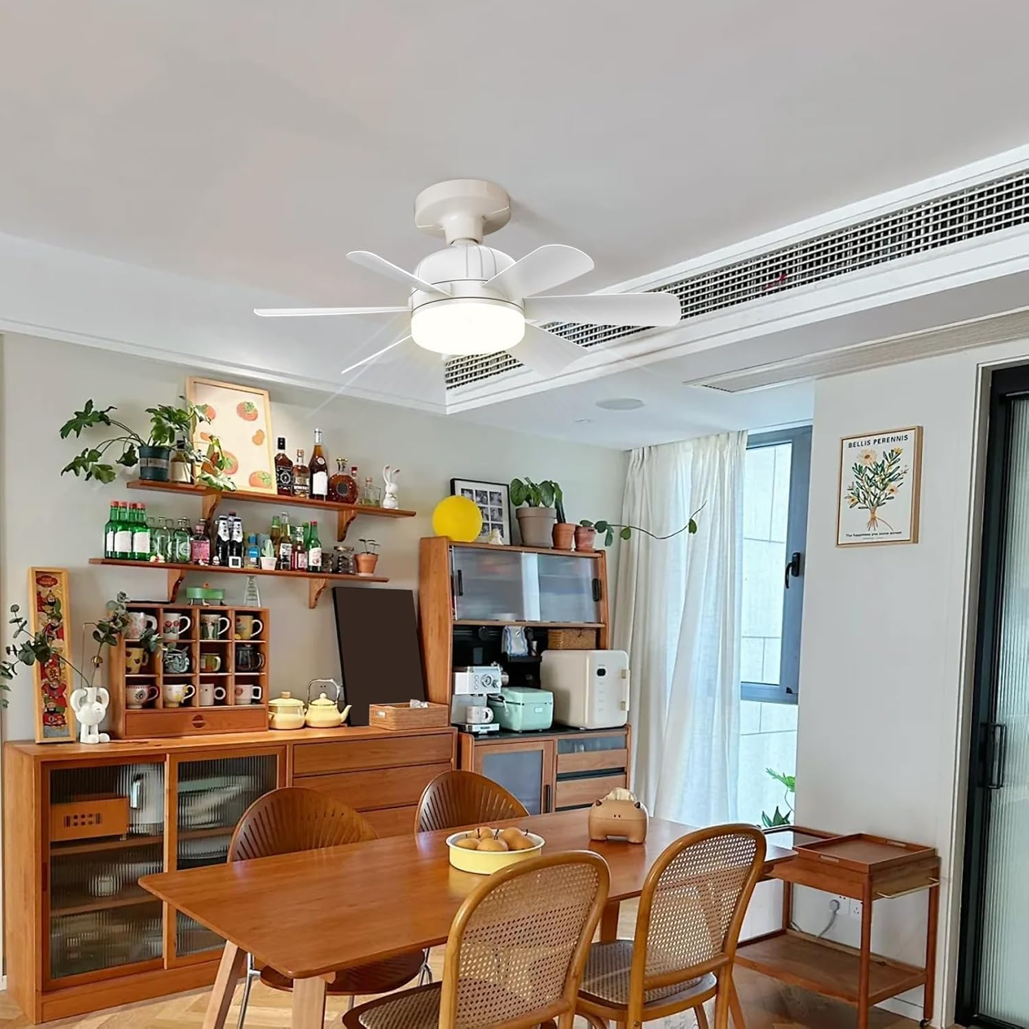 Socket Fan Light, Ceiling Fan with Light and Remote, 18" LED Fan Light Bulb for Bedroom, Kitchen, Living Room, 3 Fan Speeds and 3 Lighting Modes image number 5